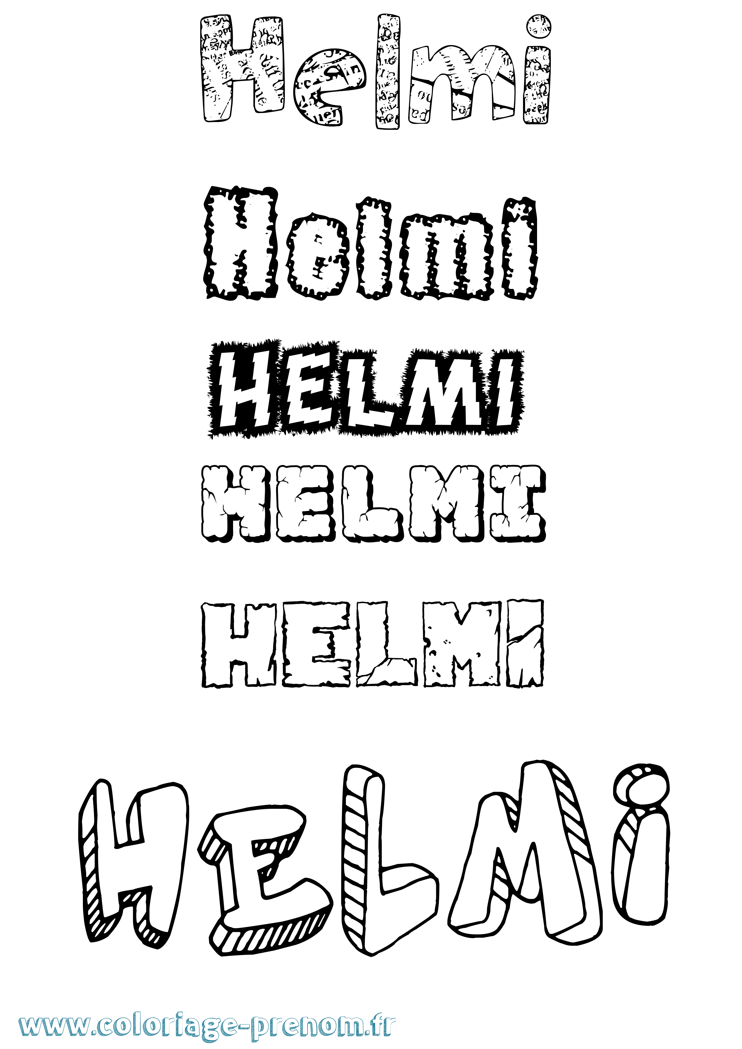 Coloriage Helmi Destructuré Coloriage prénom Helmi Destructuré