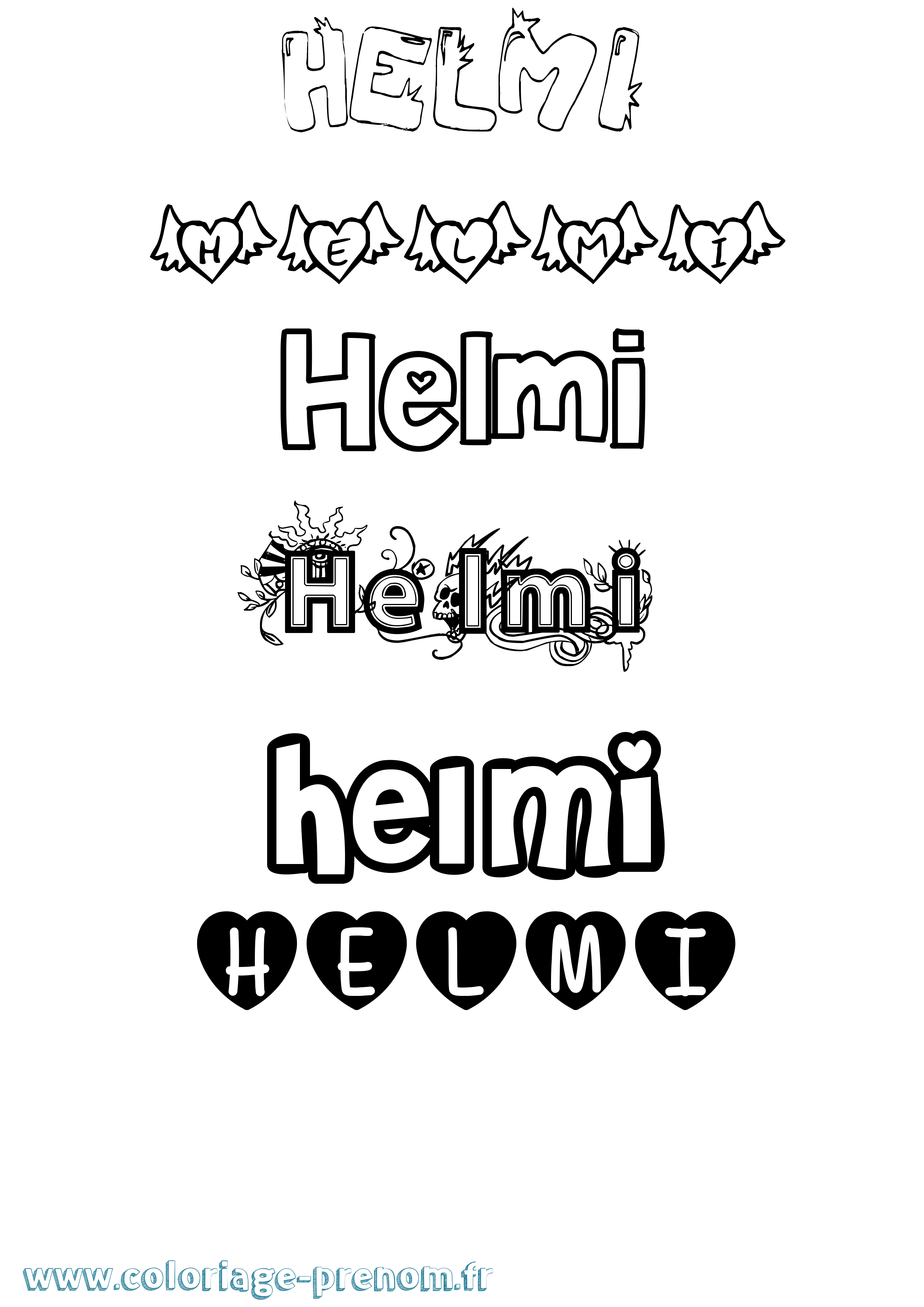 Coloriage Helmi Girly Coloriage prénom Helmi Girly