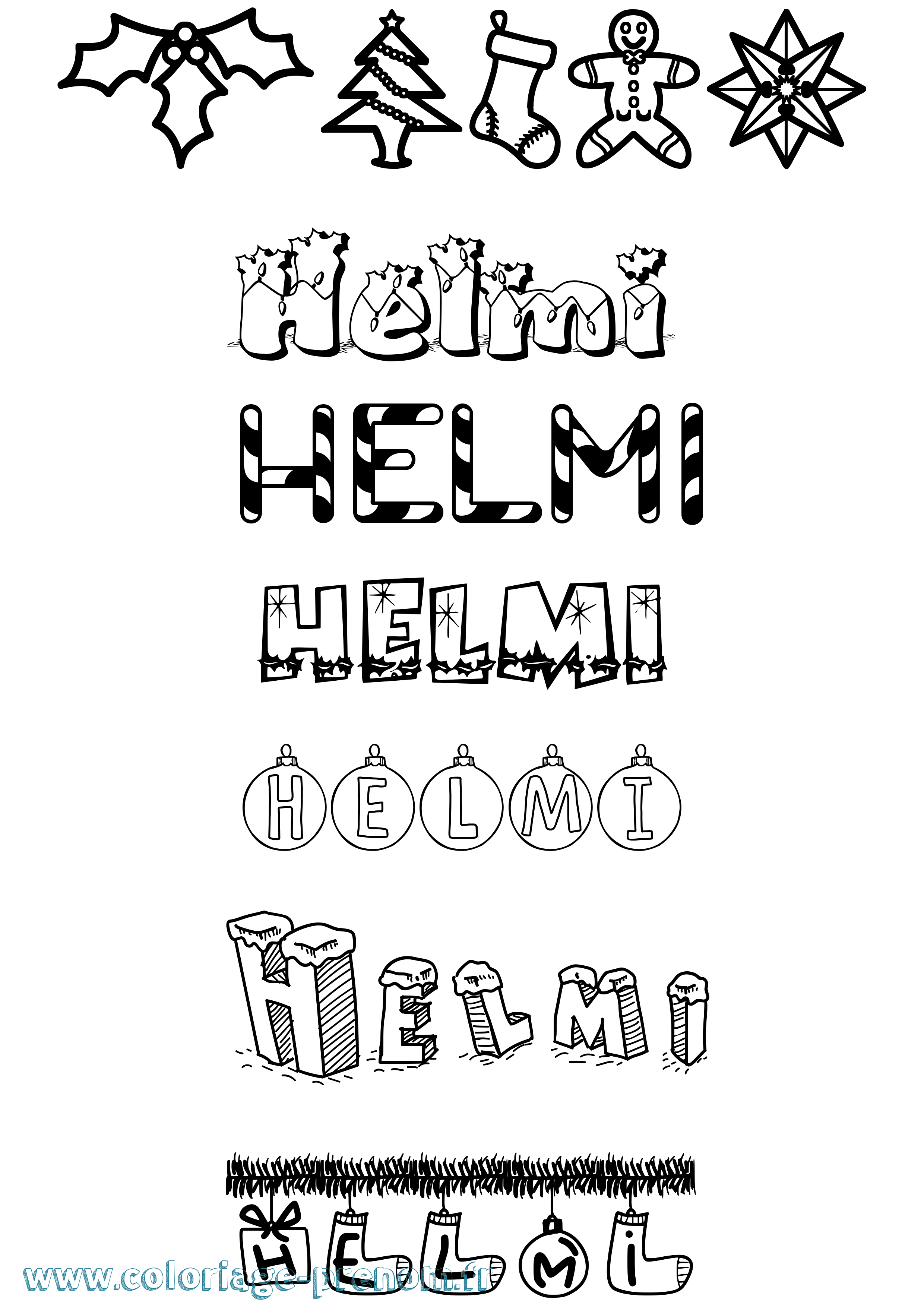 Coloriage Helmi Noël Coloriage prénom Helmi Noël