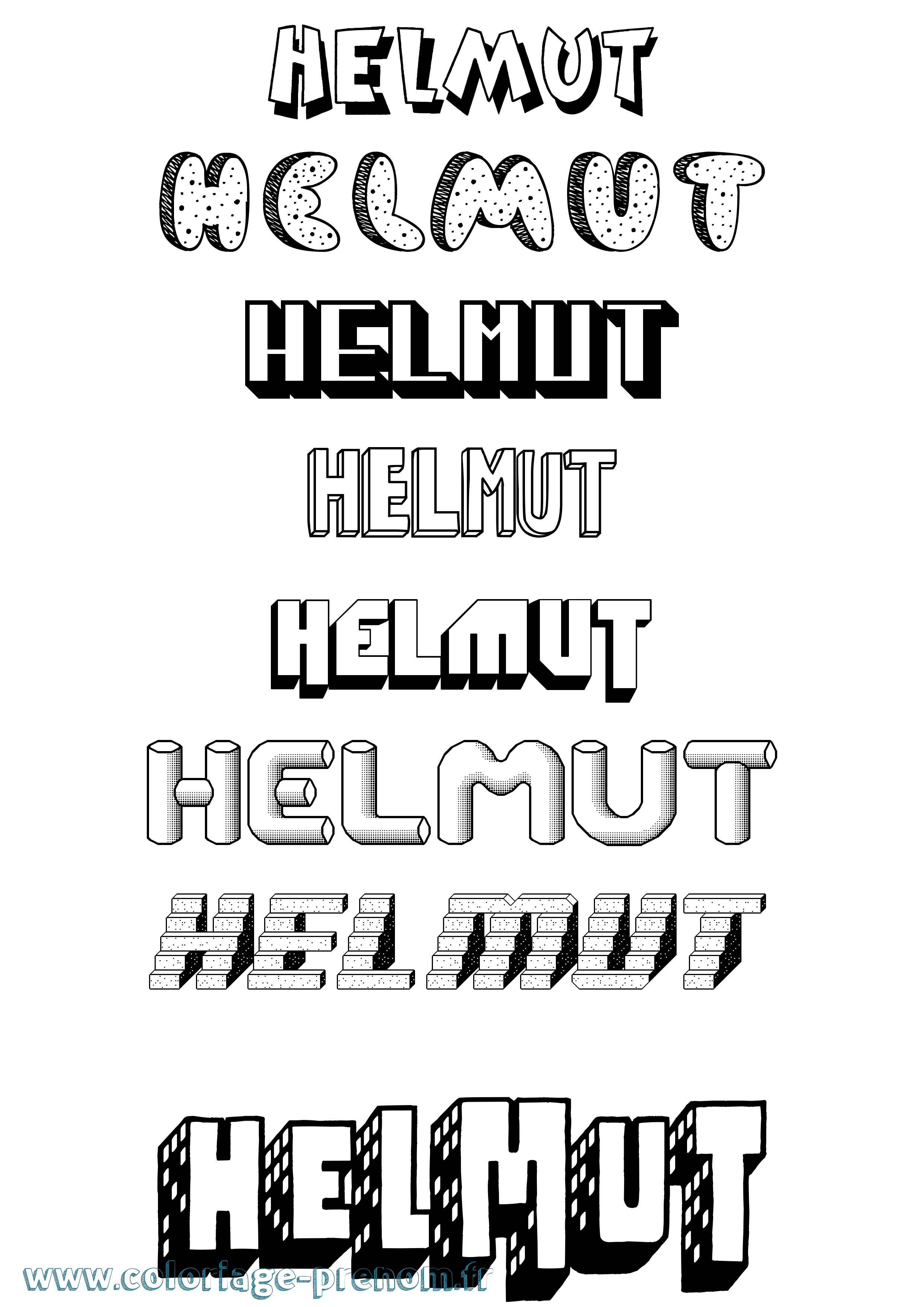 Coloriage Helmut Effet 3D Coloriage prénom Helmut Effet 3D