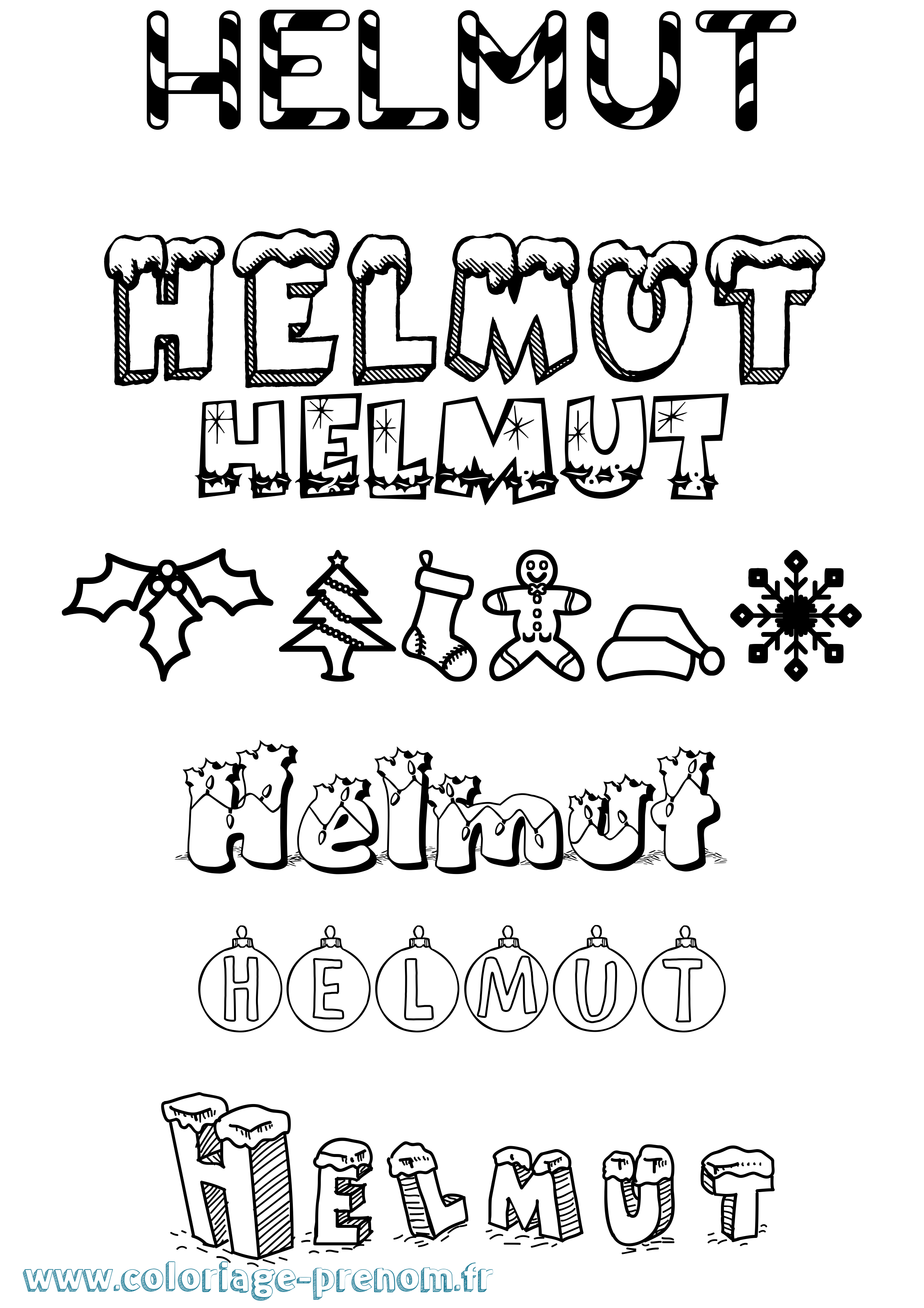 Coloriage Helmut Noël Coloriage prénom Helmut Noël