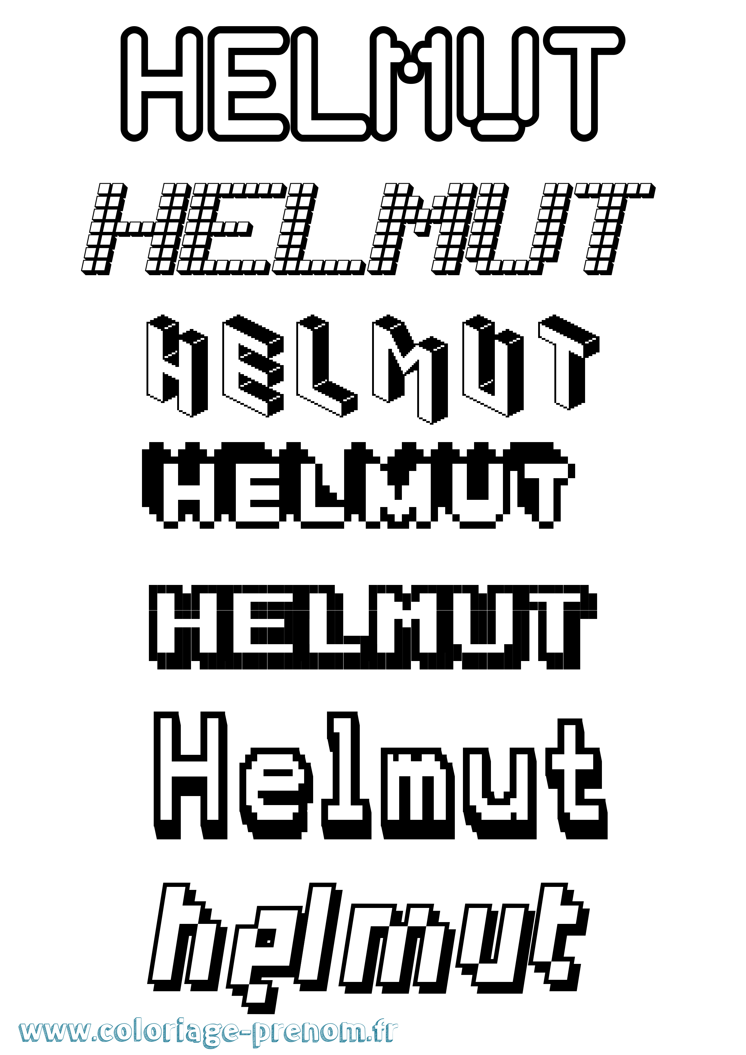 Coloriage Helmut Pixel Coloriage prénom Helmut Pixel