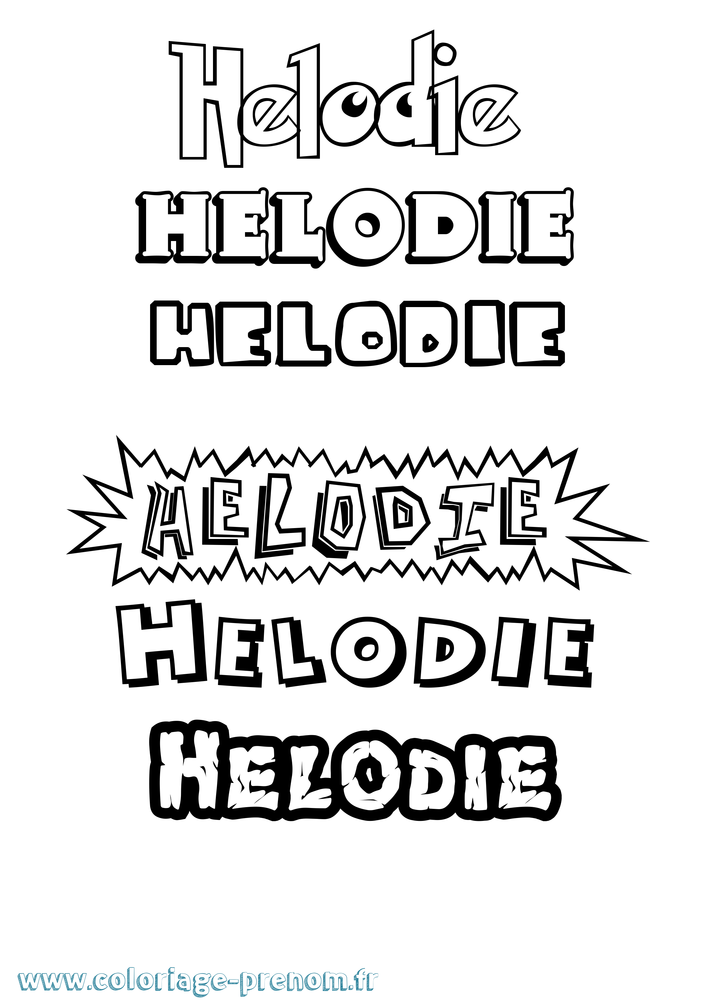 Coloriage Helodie Dessin Animé Coloriage prénom Helodie Dessin Animé