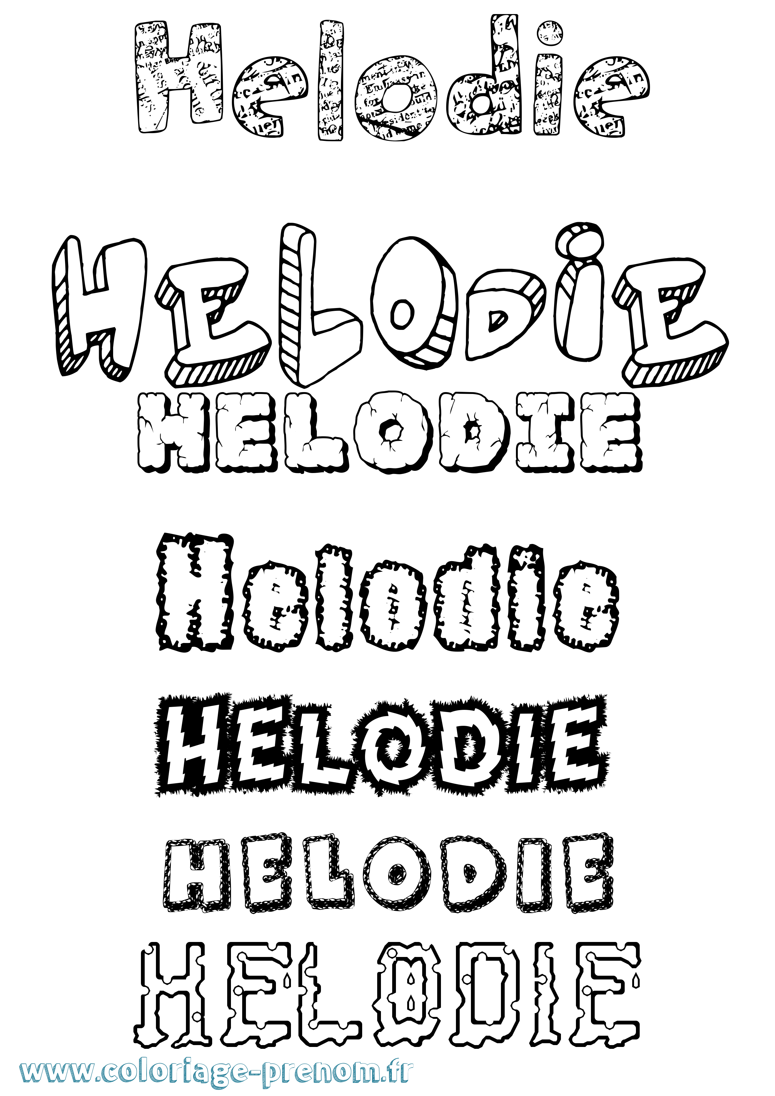 Coloriage Helodie Destructuré Coloriage prénom Helodie Destructuré