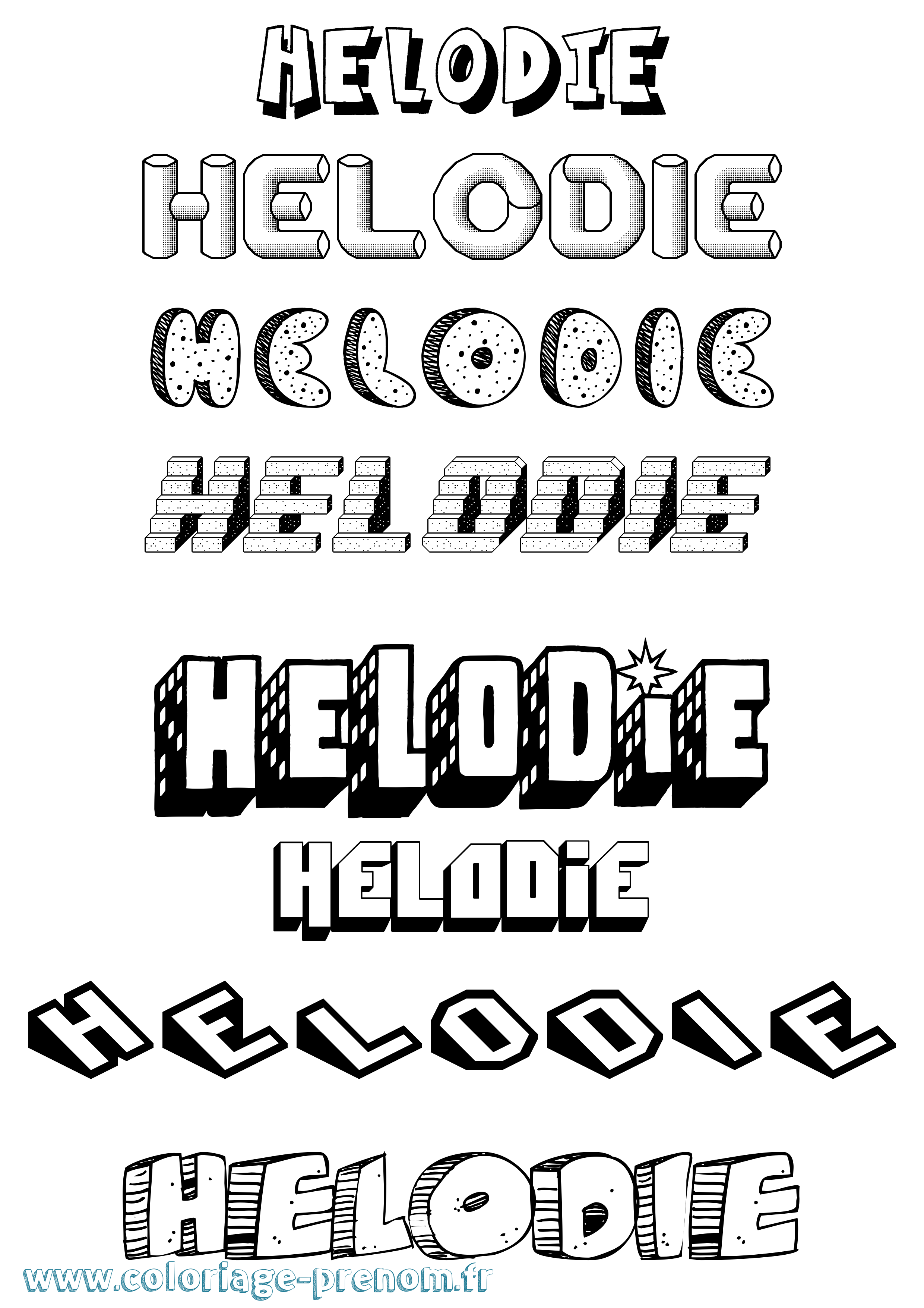 Coloriage Helodie Effet 3D Coloriage prénom Helodie Effet 3D