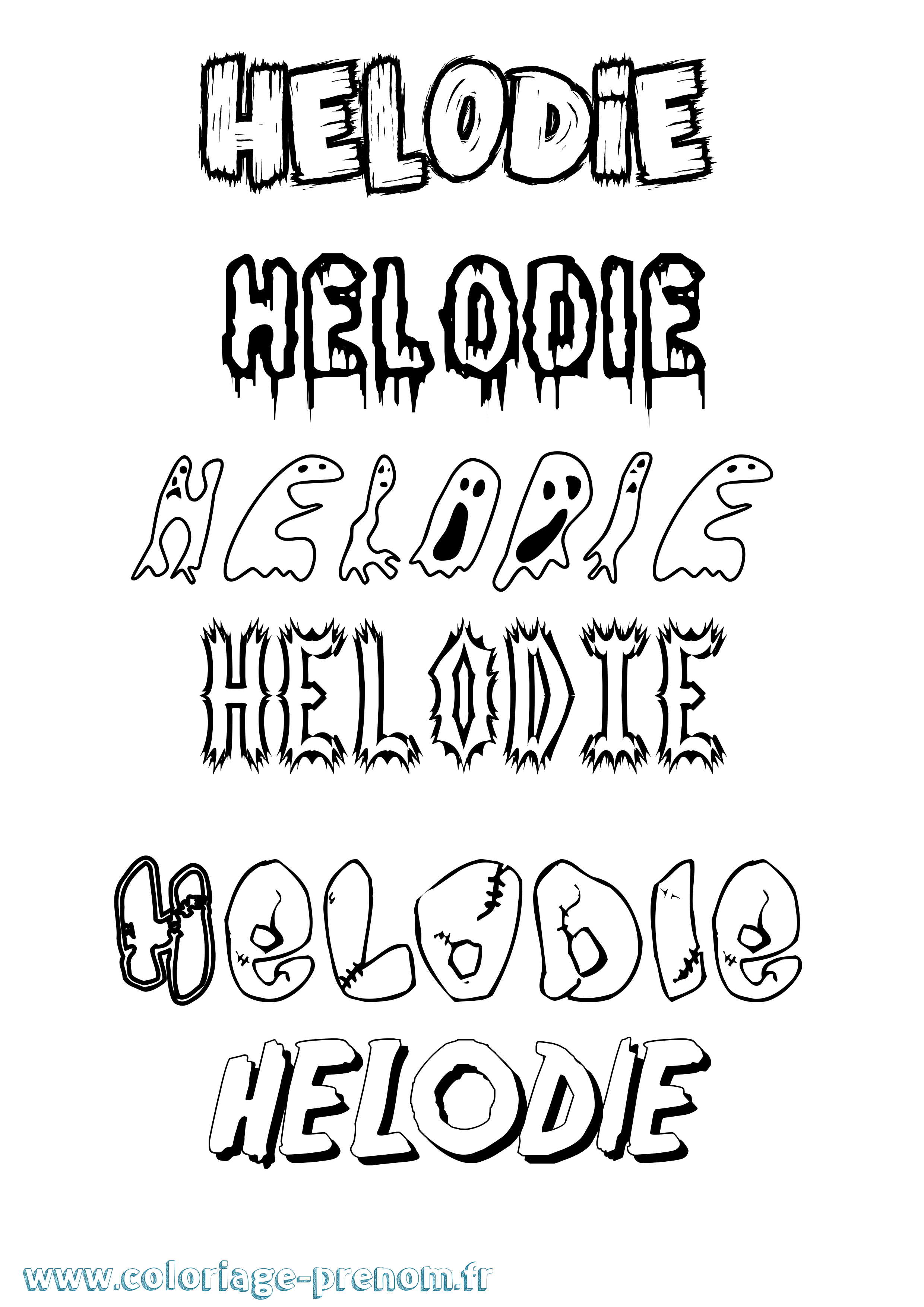 Coloriage Helodie Frisson Coloriage prénom Helodie Frisson