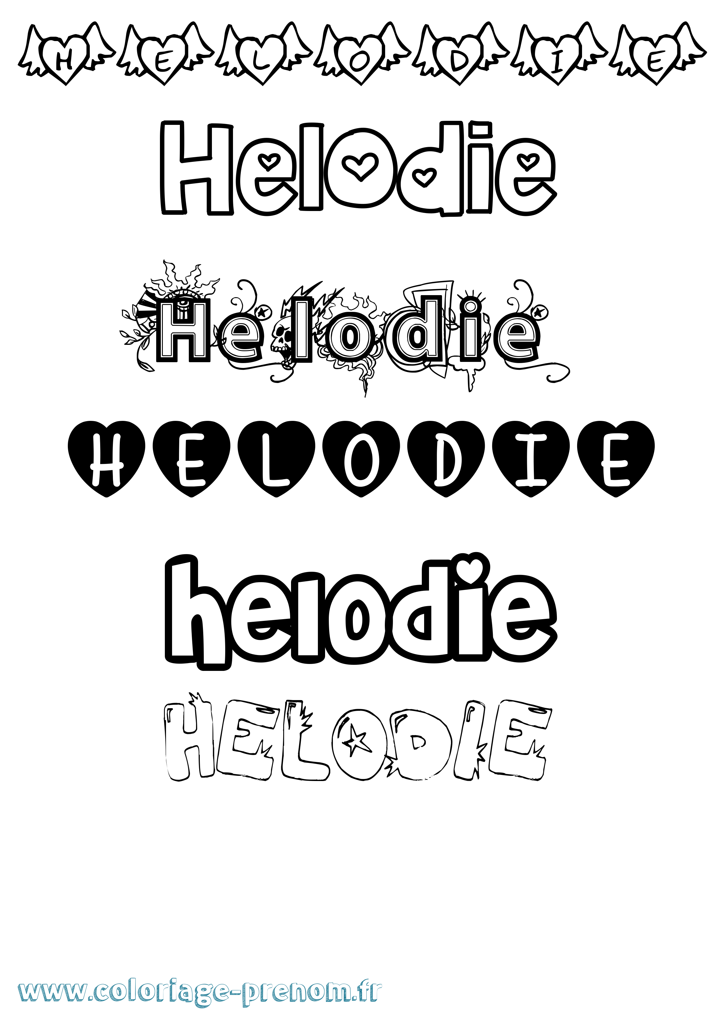 Coloriage Helodie Girly Coloriage prénom Helodie Girly