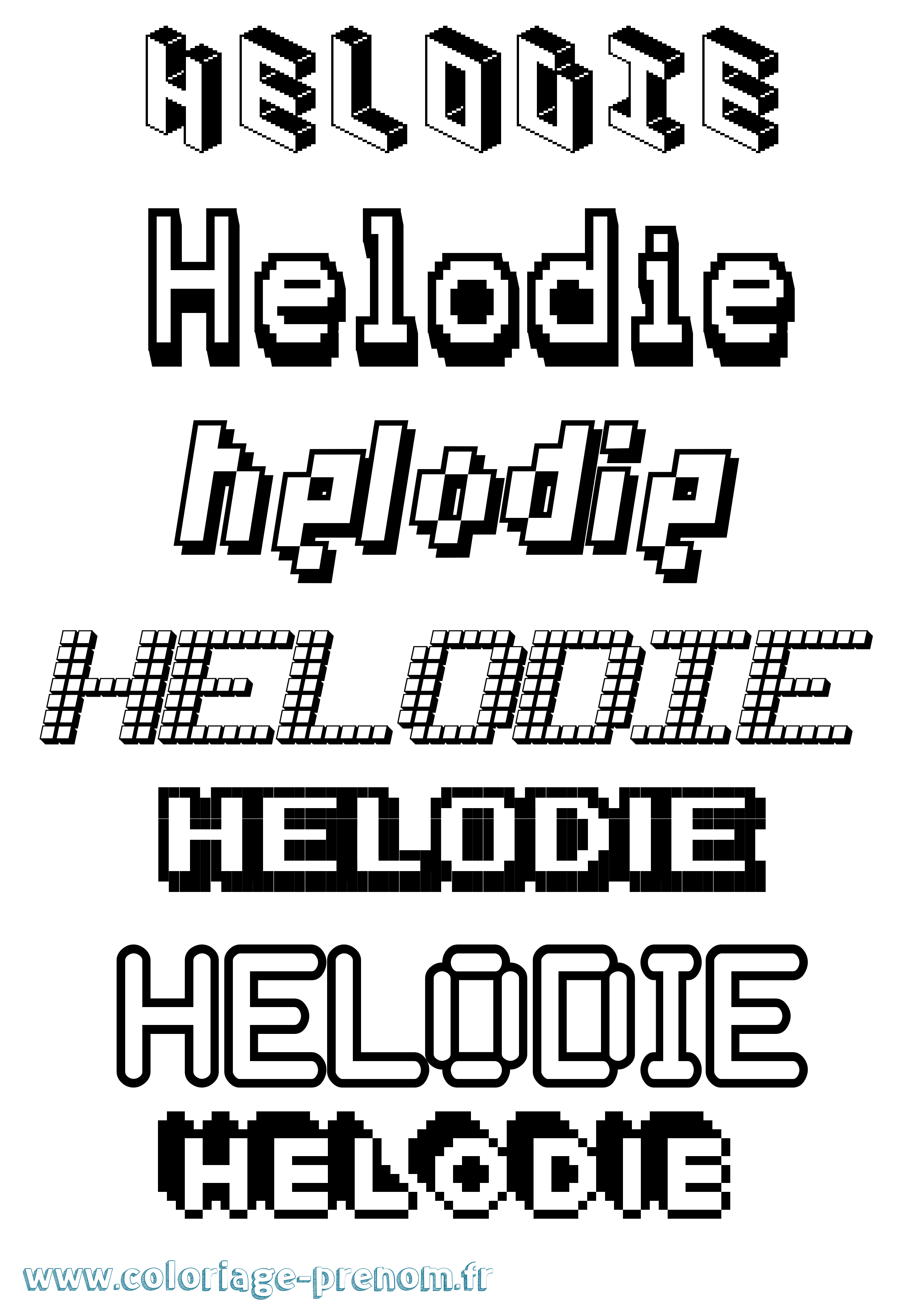 Coloriage Helodie Pixel Coloriage prénom Helodie Pixel