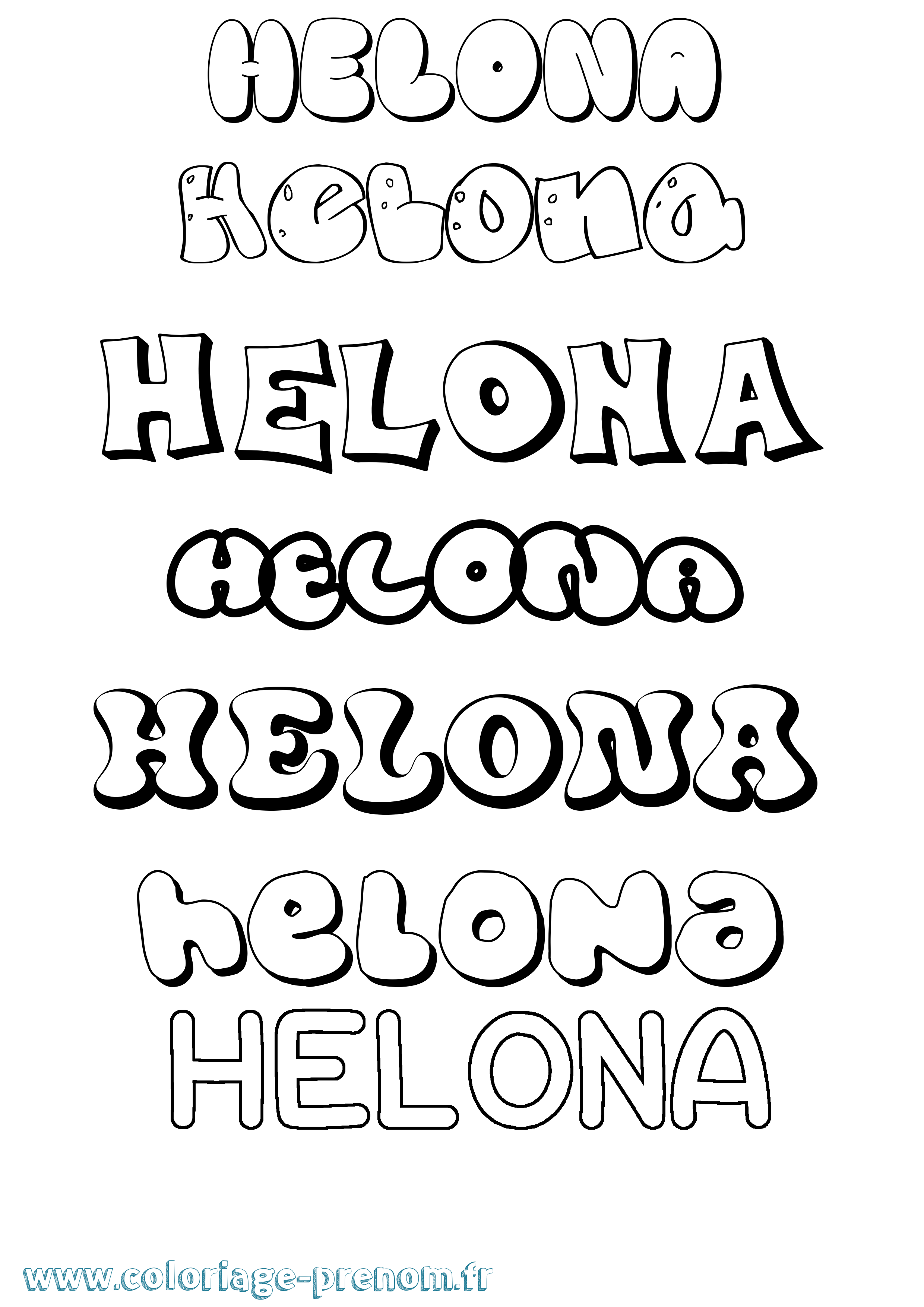 Coloriage Helona Bubble Coloriage prénom Helona Bubble