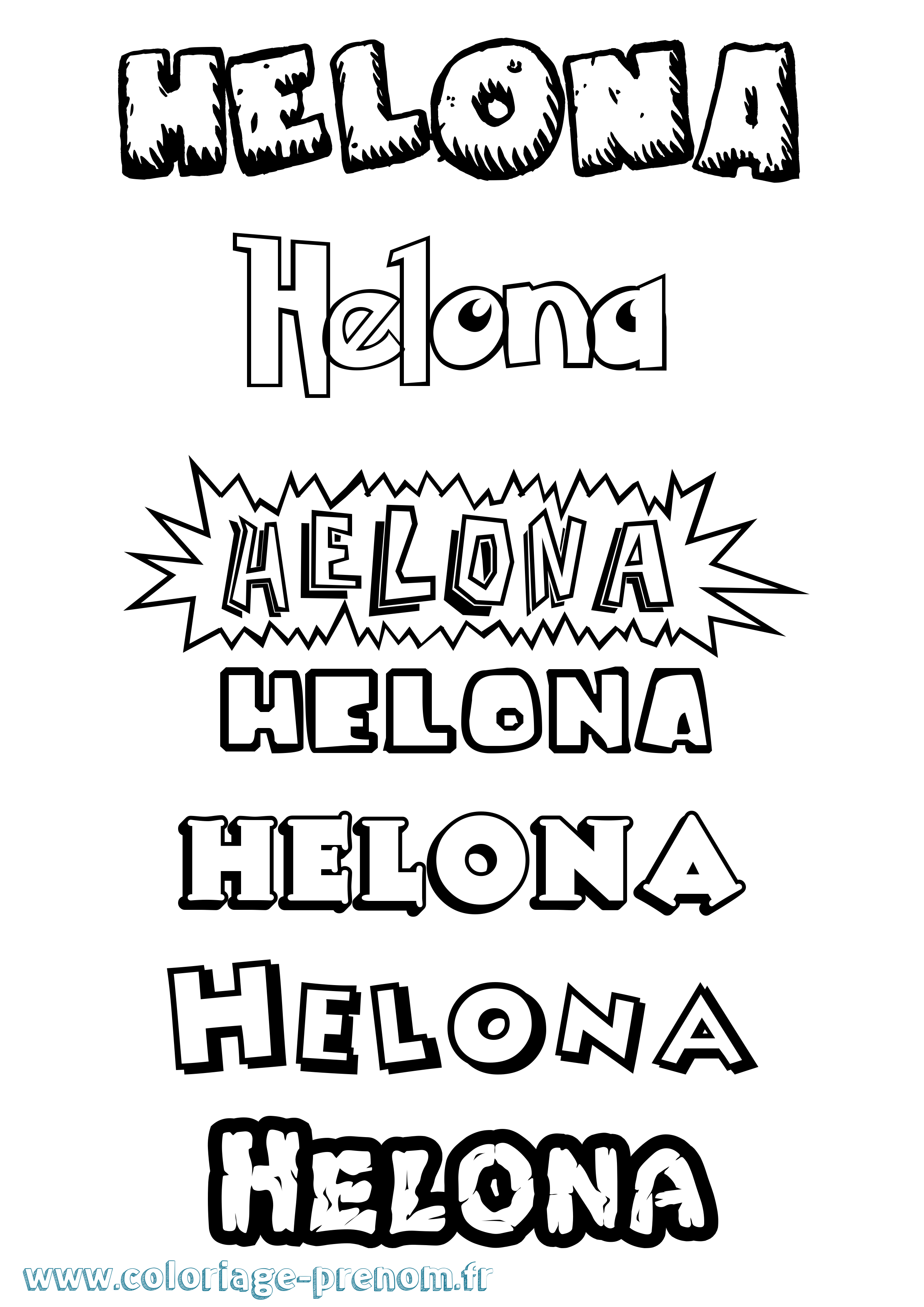 Coloriage Helona Dessin Animé Coloriage prénom Helona Dessin Animé