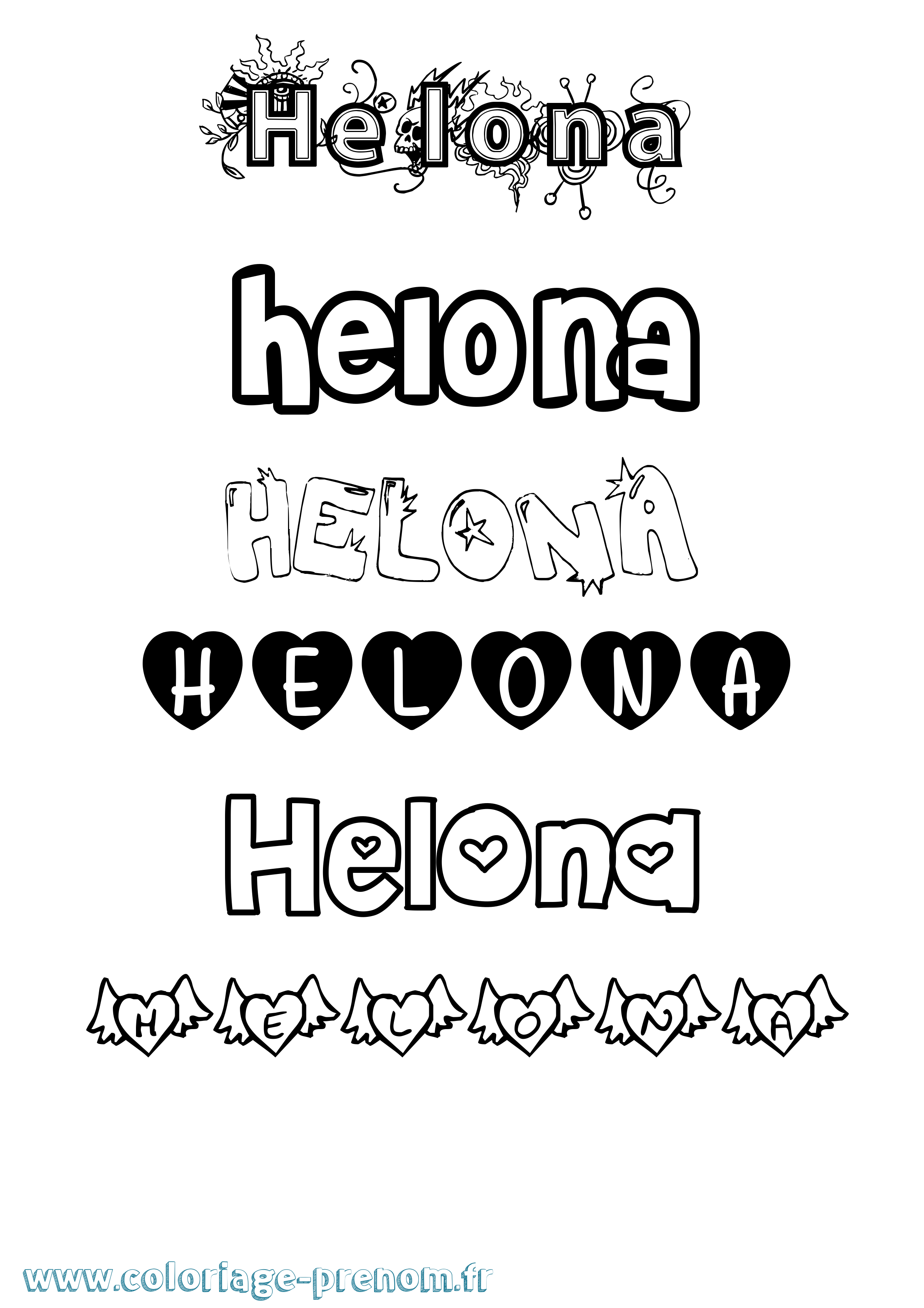Coloriage Helona Girly Coloriage prénom Helona Girly