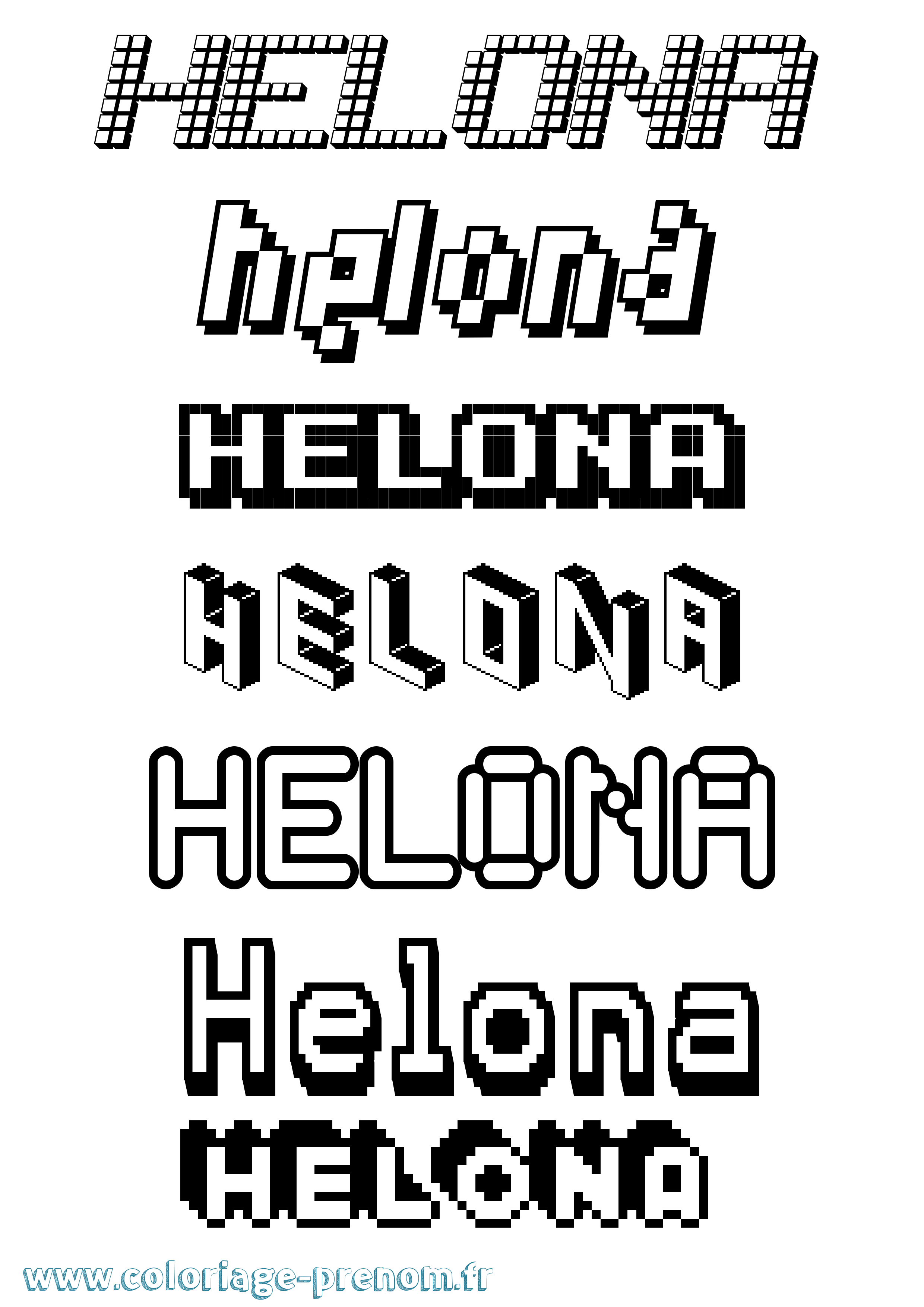 Coloriage Helona Pixel Coloriage prénom Helona Pixel
