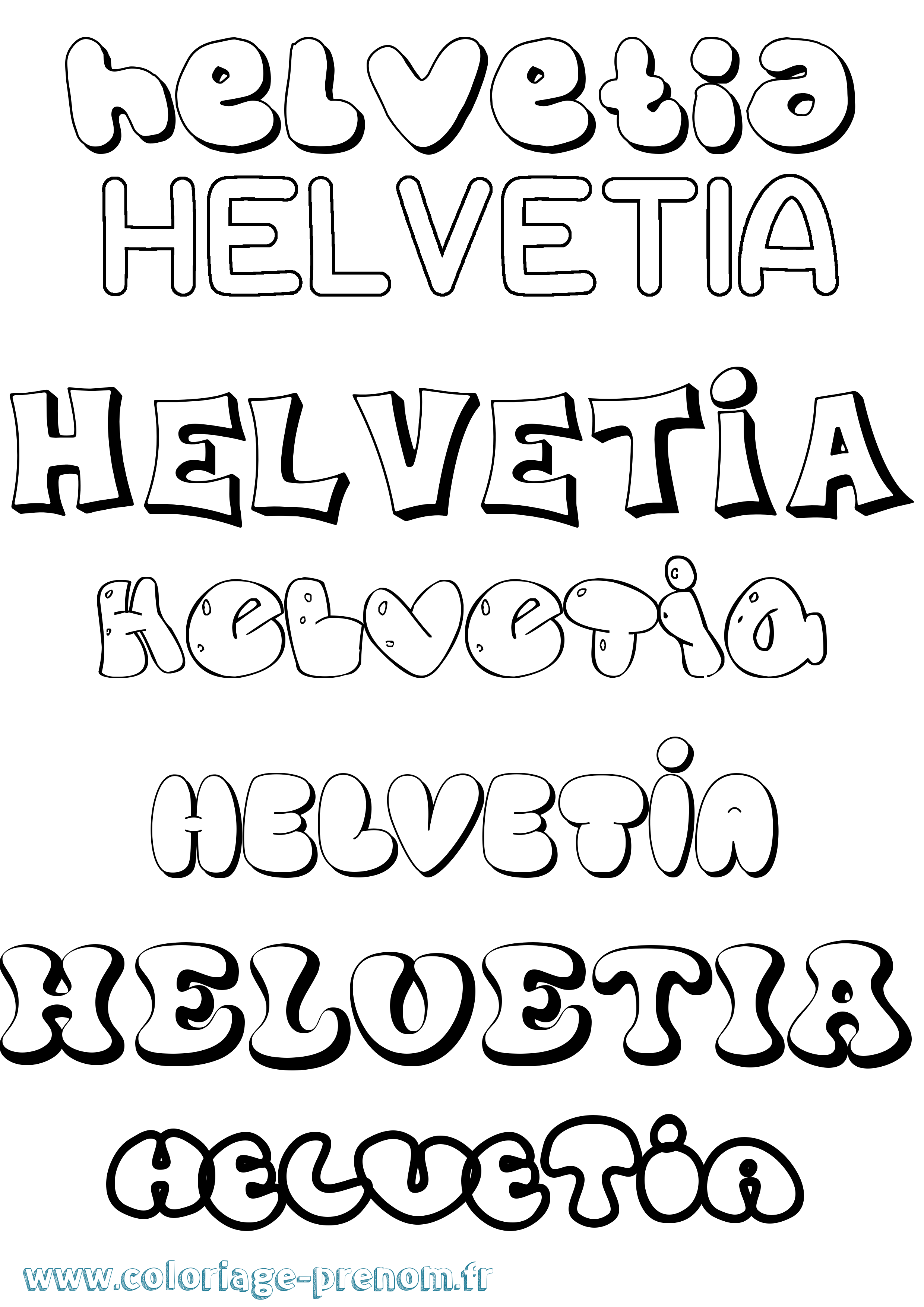 Coloriage Helvetia Bubble Coloriage prénom Helvetia Bubble