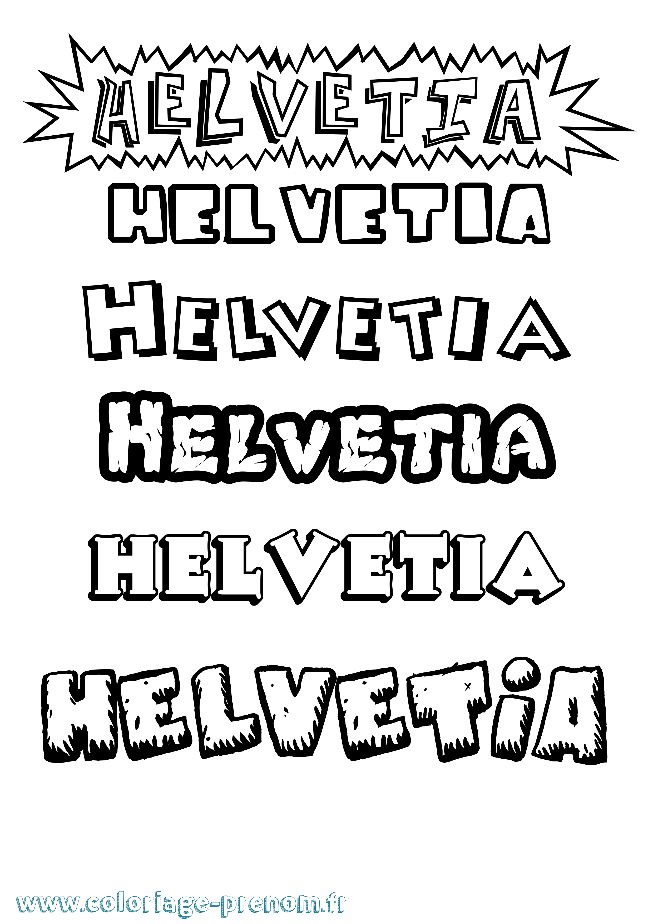 Coloriage Helvetia Dessin Animé Coloriage prénom Helvetia Dessin Animé