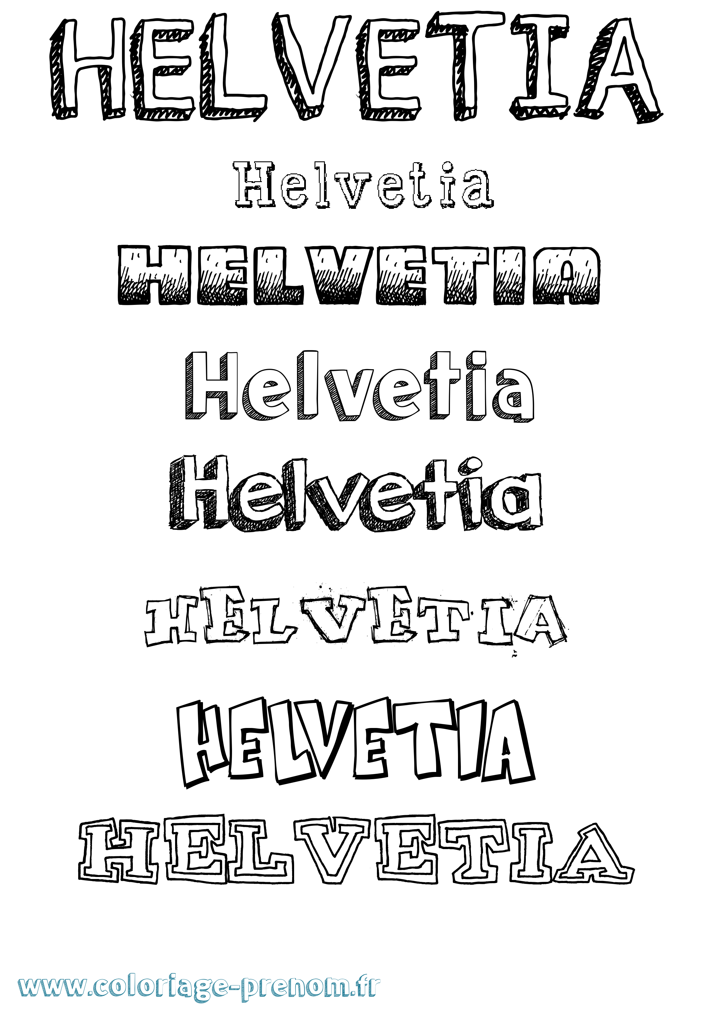 Coloriage Helvetia Dessiné Coloriage prénom Helvetia Dessiné