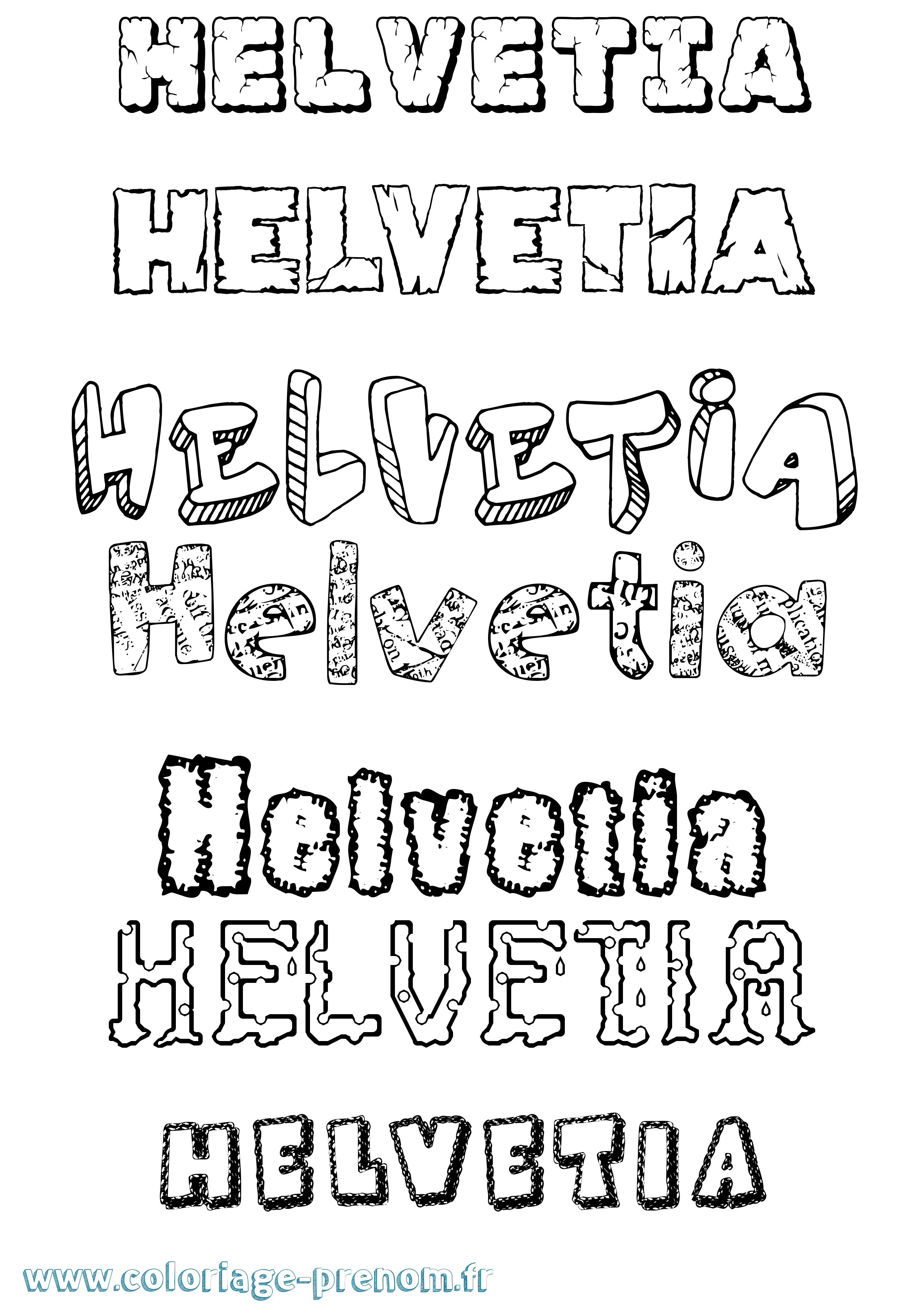 Coloriage Helvetia Destructuré Coloriage prénom Helvetia Destructuré