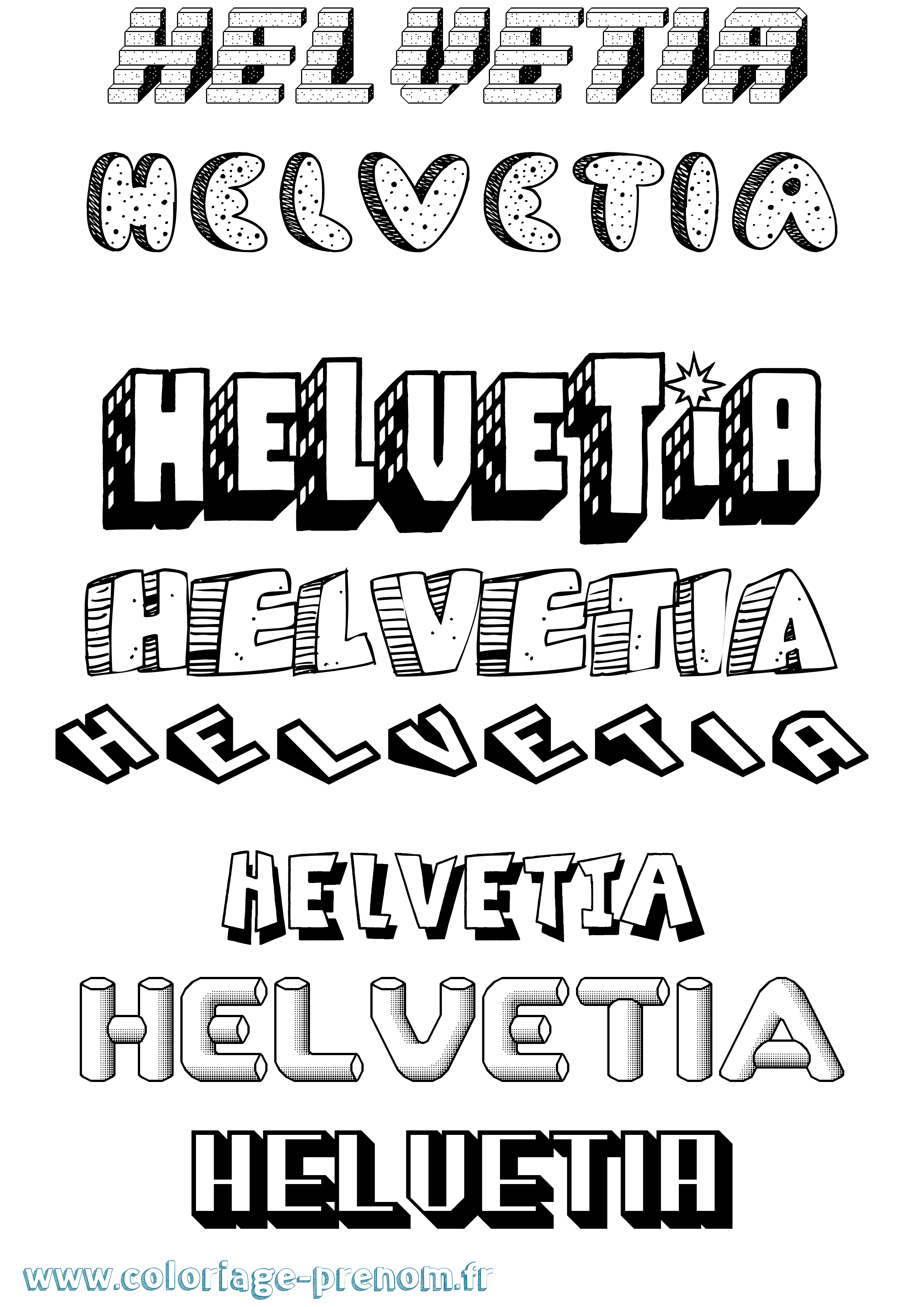 Coloriage Helvetia Effet 3D Coloriage prénom Helvetia Effet 3D