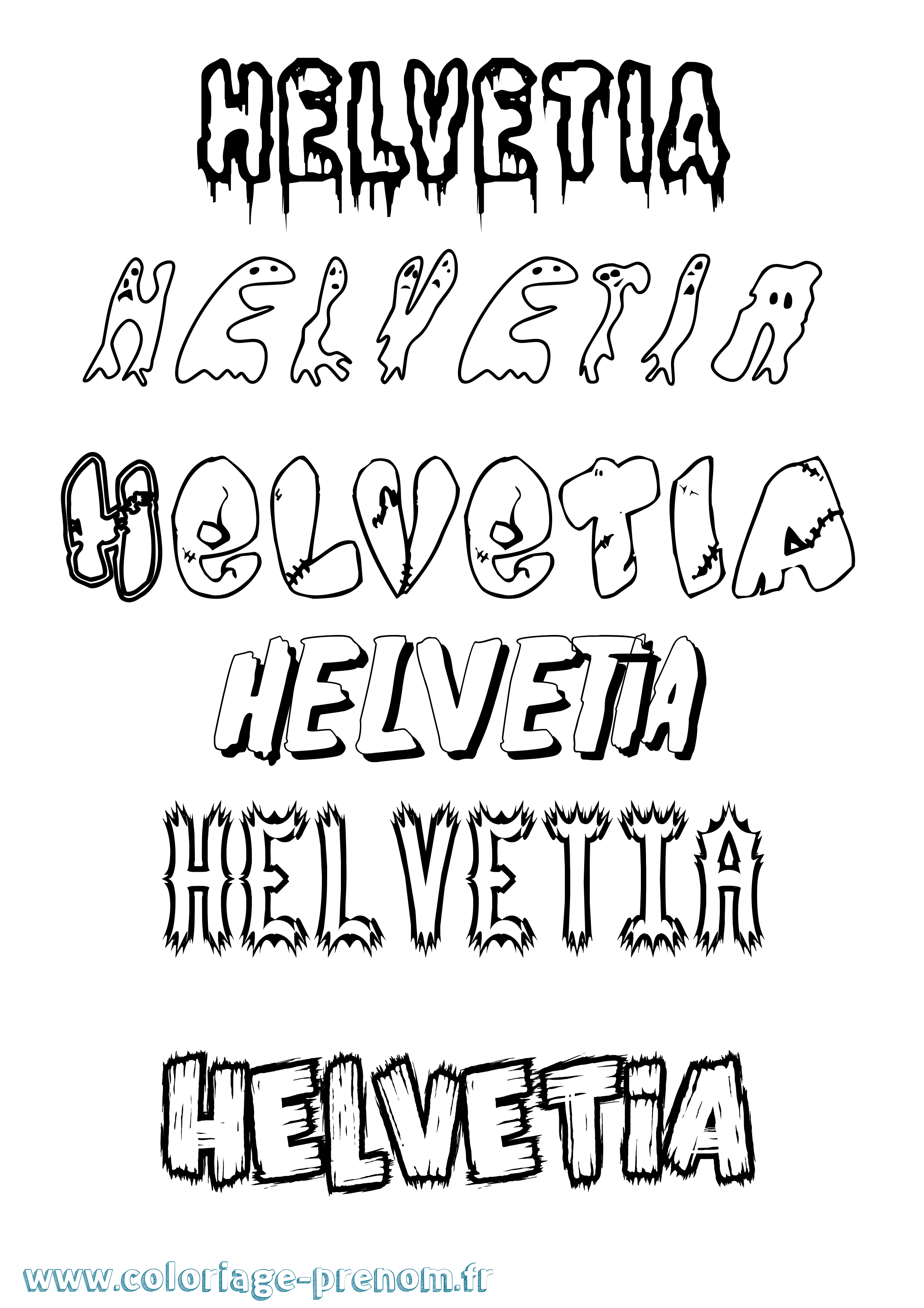 Coloriage Helvetia Frisson Coloriage prénom Helvetia Frisson
