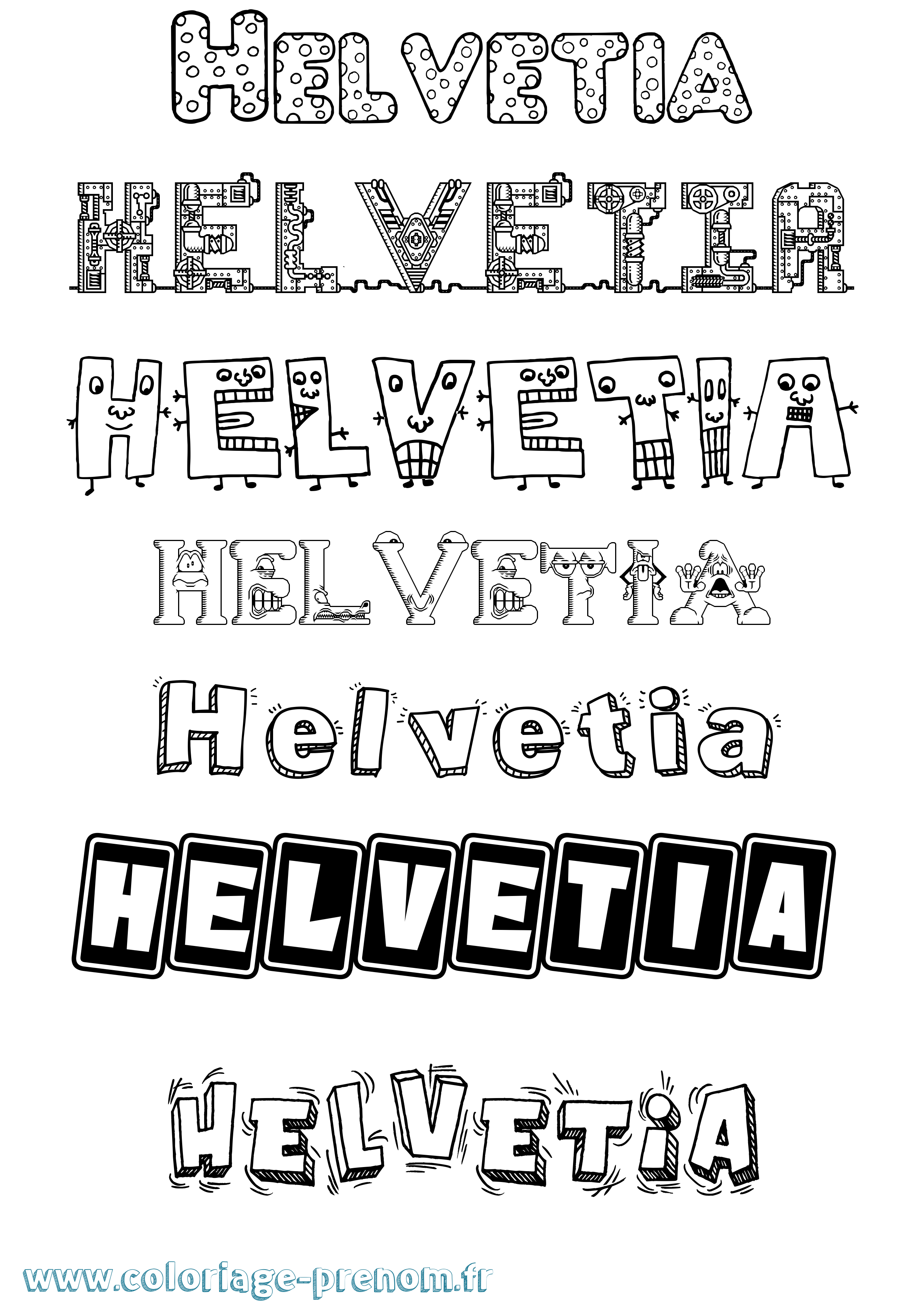 Coloriage Helvetia Fun Coloriage prénom Helvetia Fun