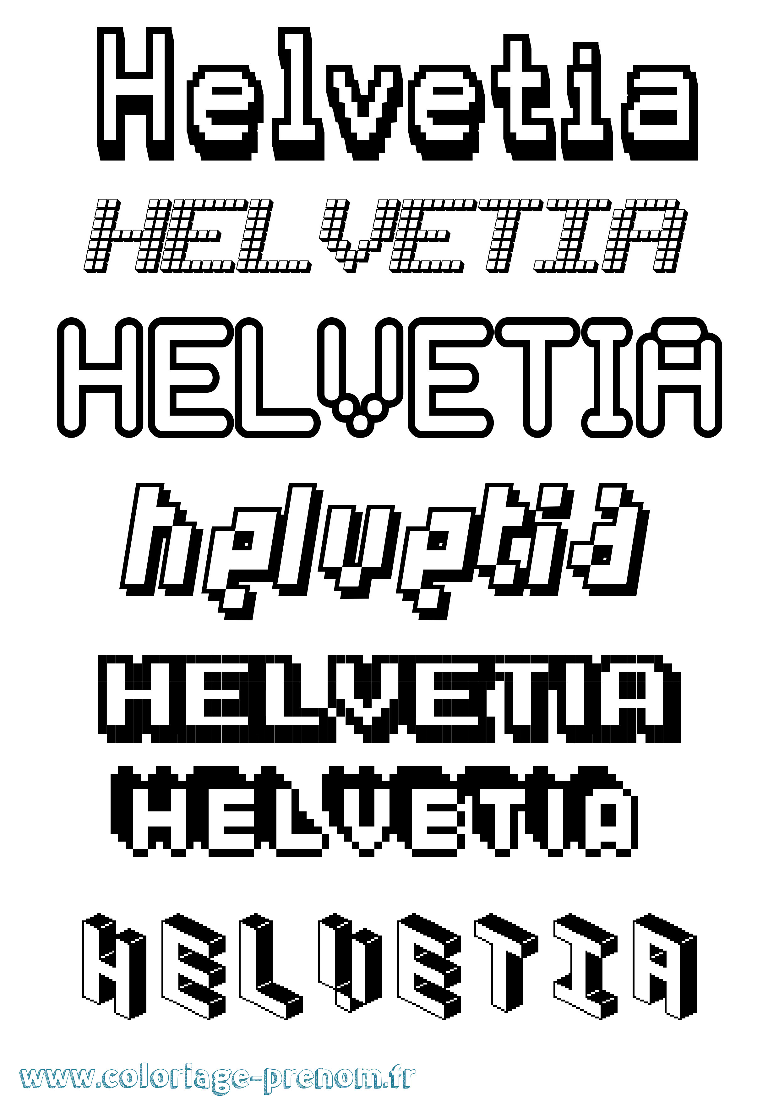 Coloriage Helvetia Pixel Coloriage prénom Helvetia Pixel
