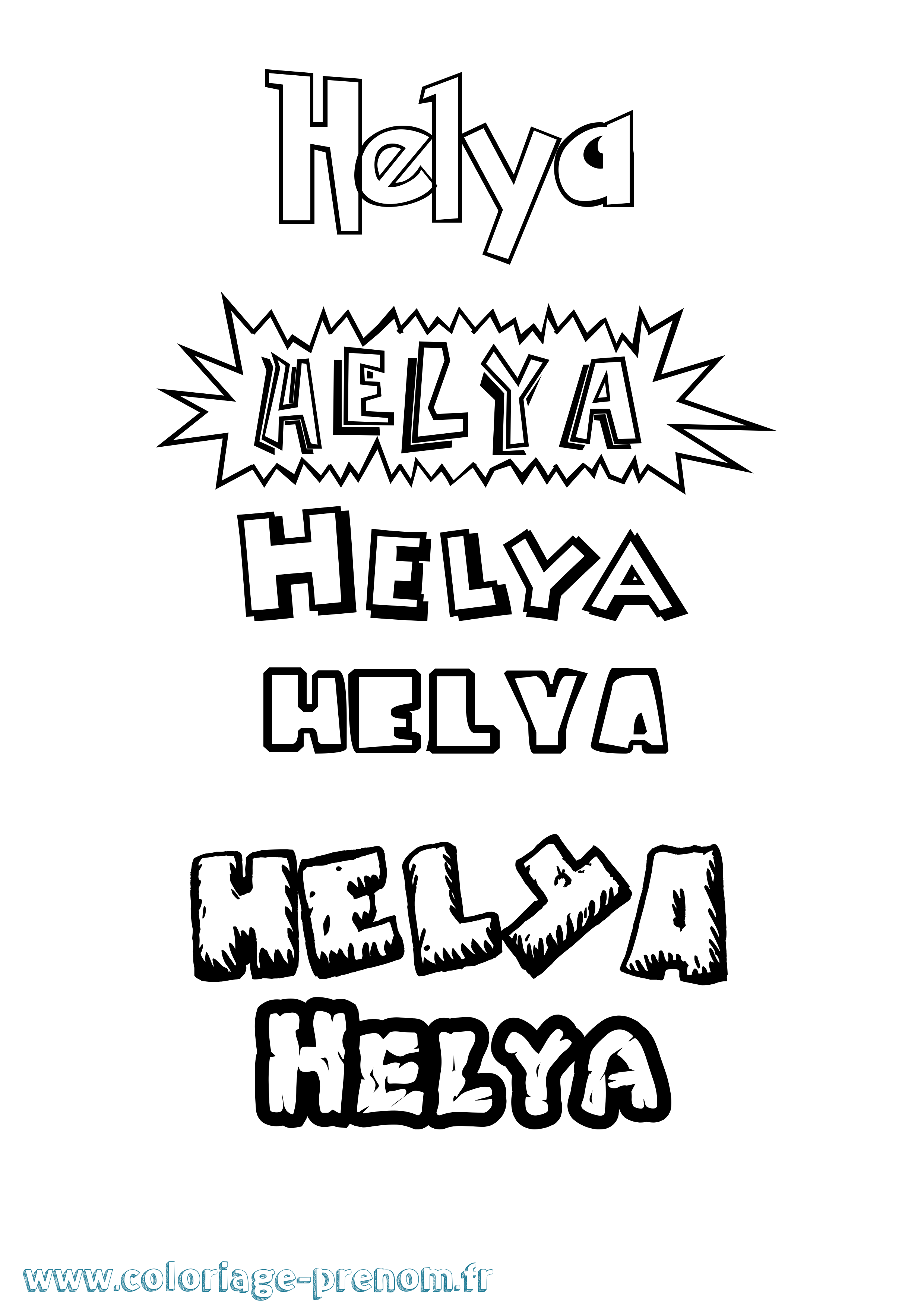 Coloriage Helya Dessin Animé Coloriage prénom Helya Dessin Animé