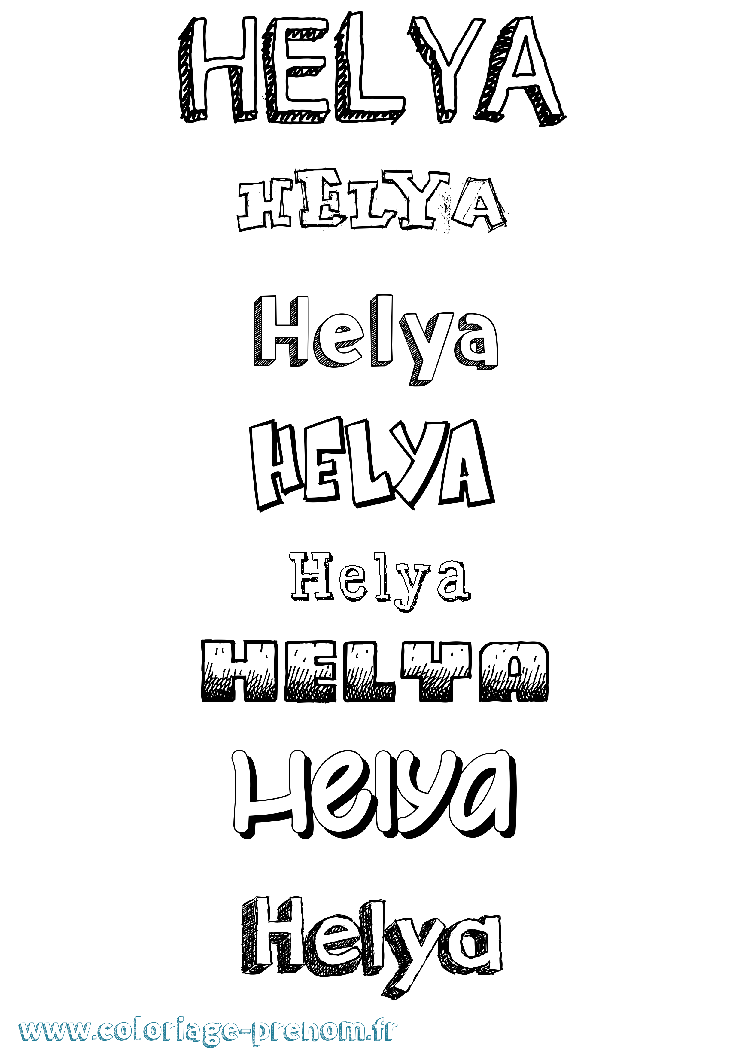 Coloriage Helya Dessiné Coloriage prénom Helya Dessiné