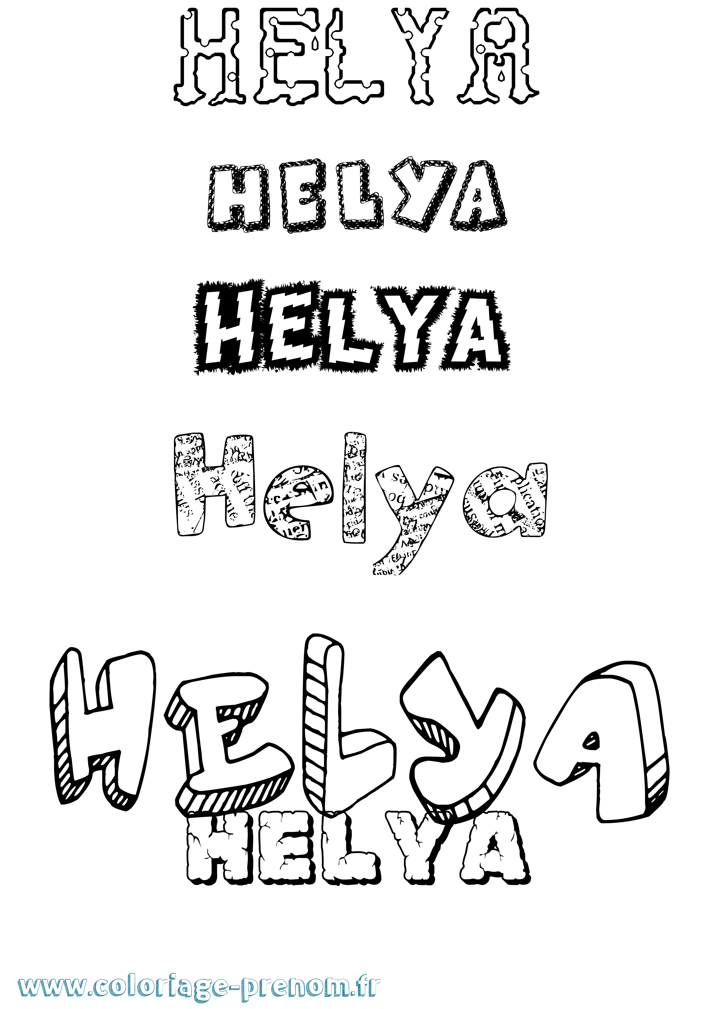 Coloriage Helya Destructuré Coloriage prénom Helya Destructuré