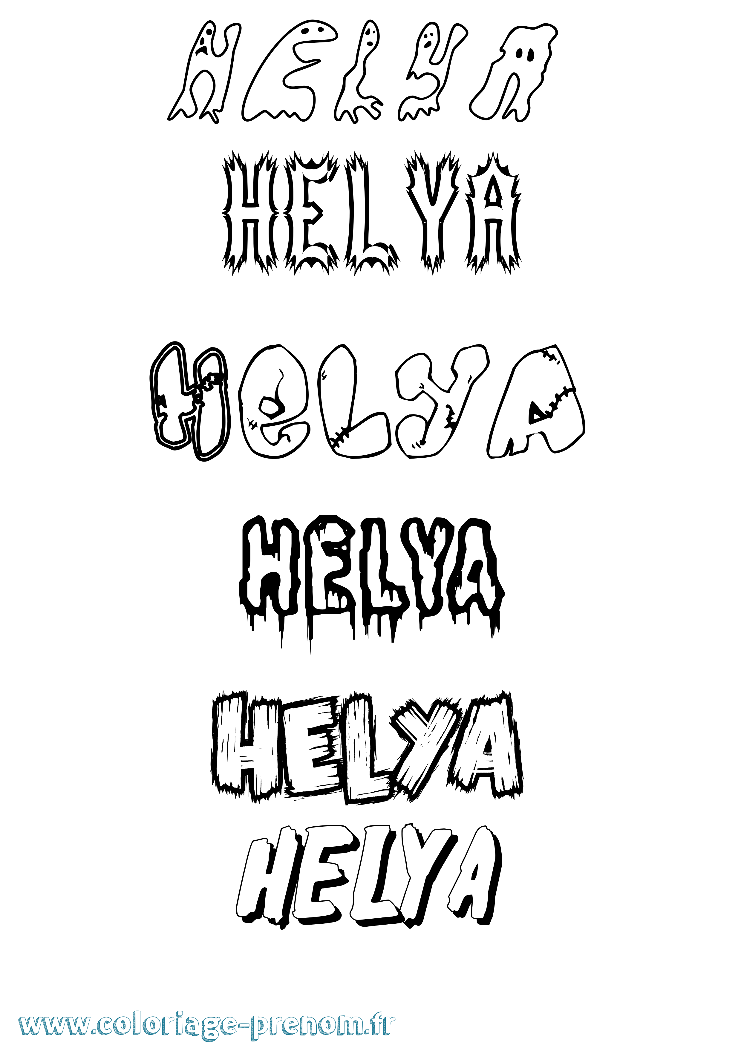 Coloriage Helya Frisson Coloriage prénom Helya Frisson