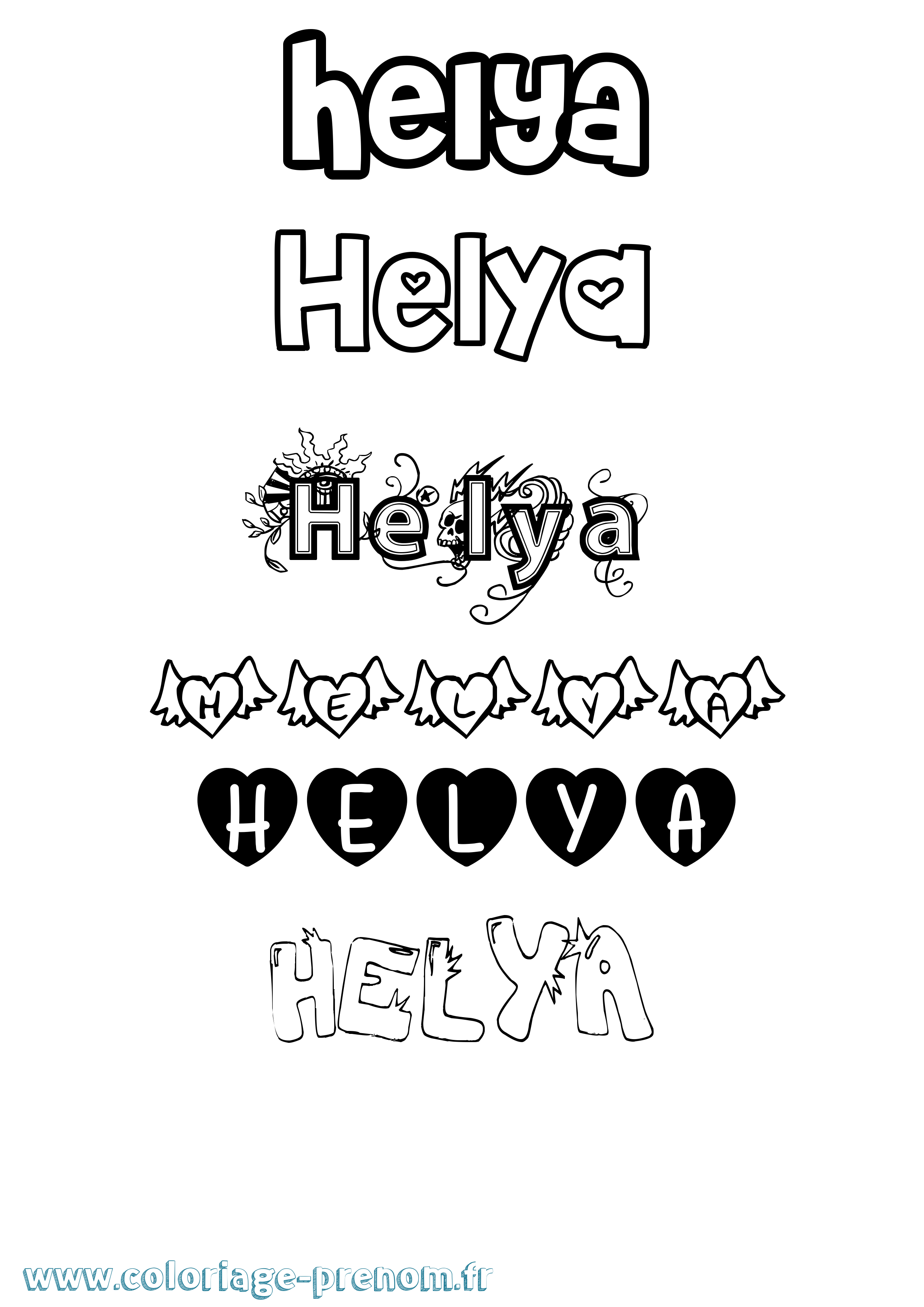 Coloriage Helya Girly Coloriage prénom Helya Girly