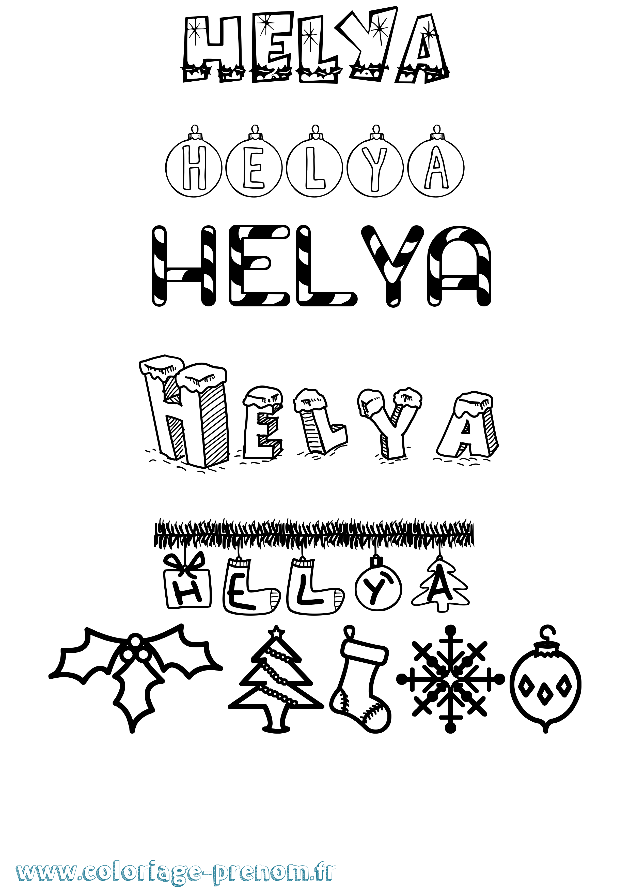 Coloriage Helya Noël Coloriage prénom Helya Noël