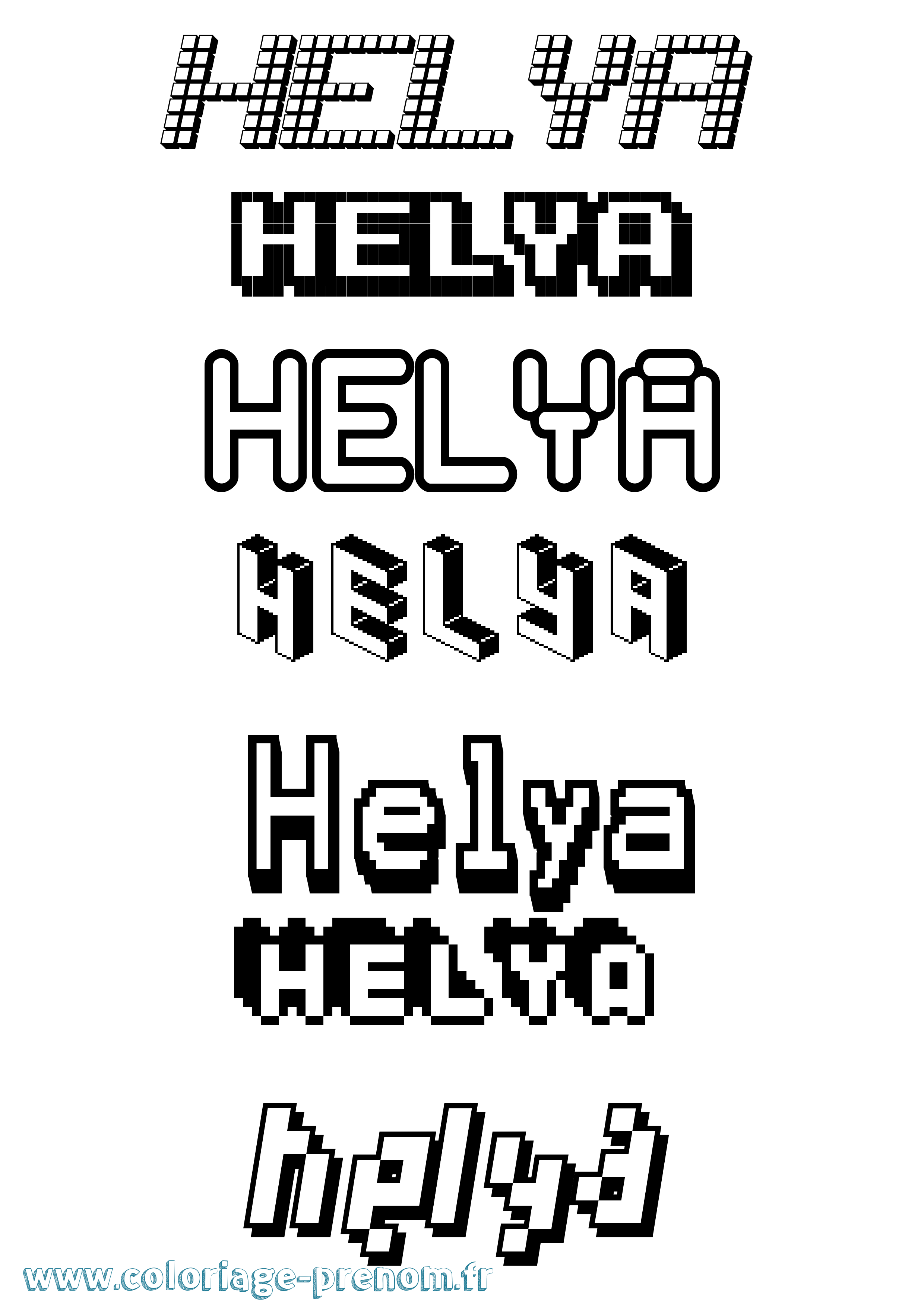 Coloriage Helya Pixel Coloriage prénom Helya Pixel
