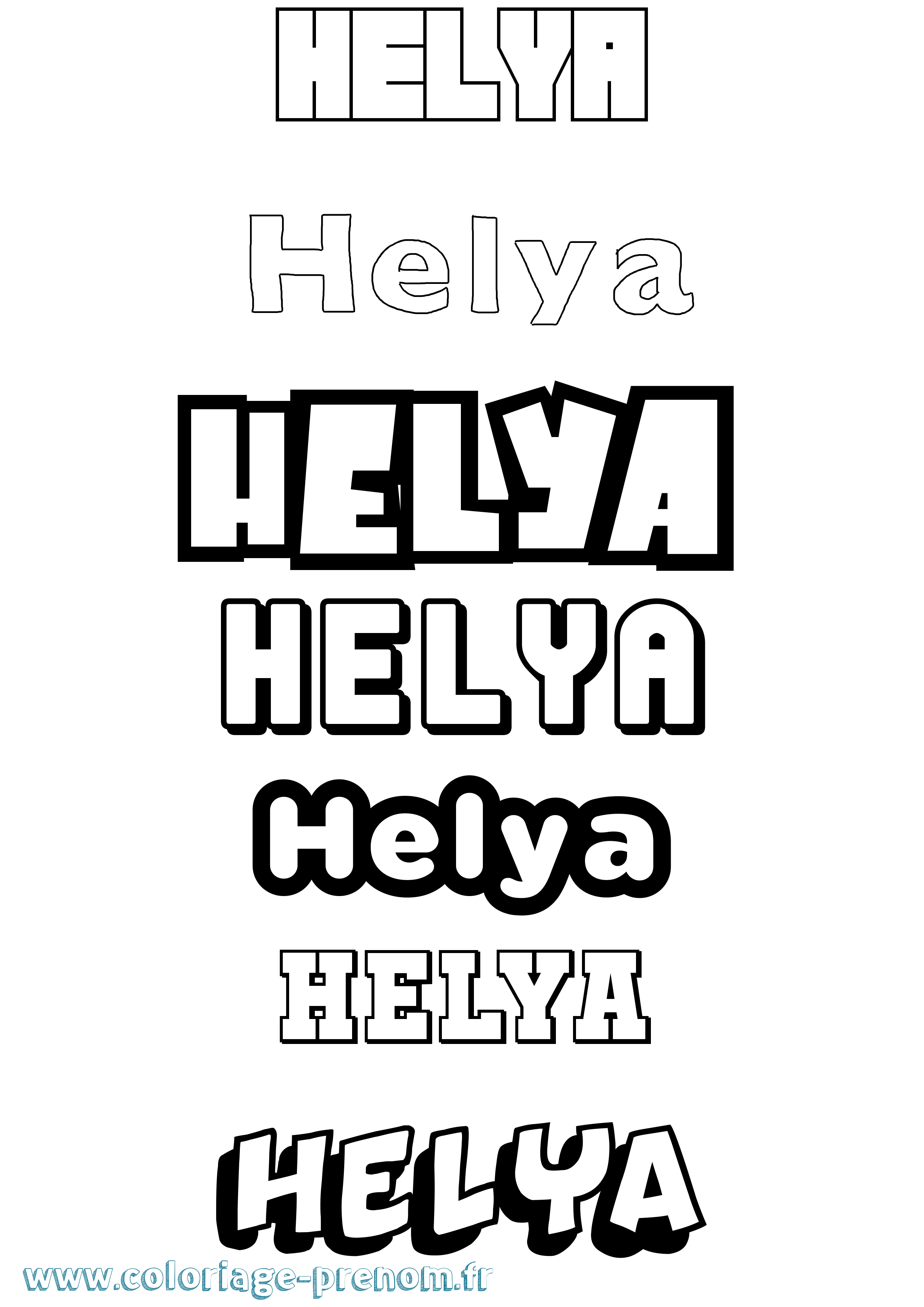 Coloriage Helya Simple Coloriage prénom Helya Simple