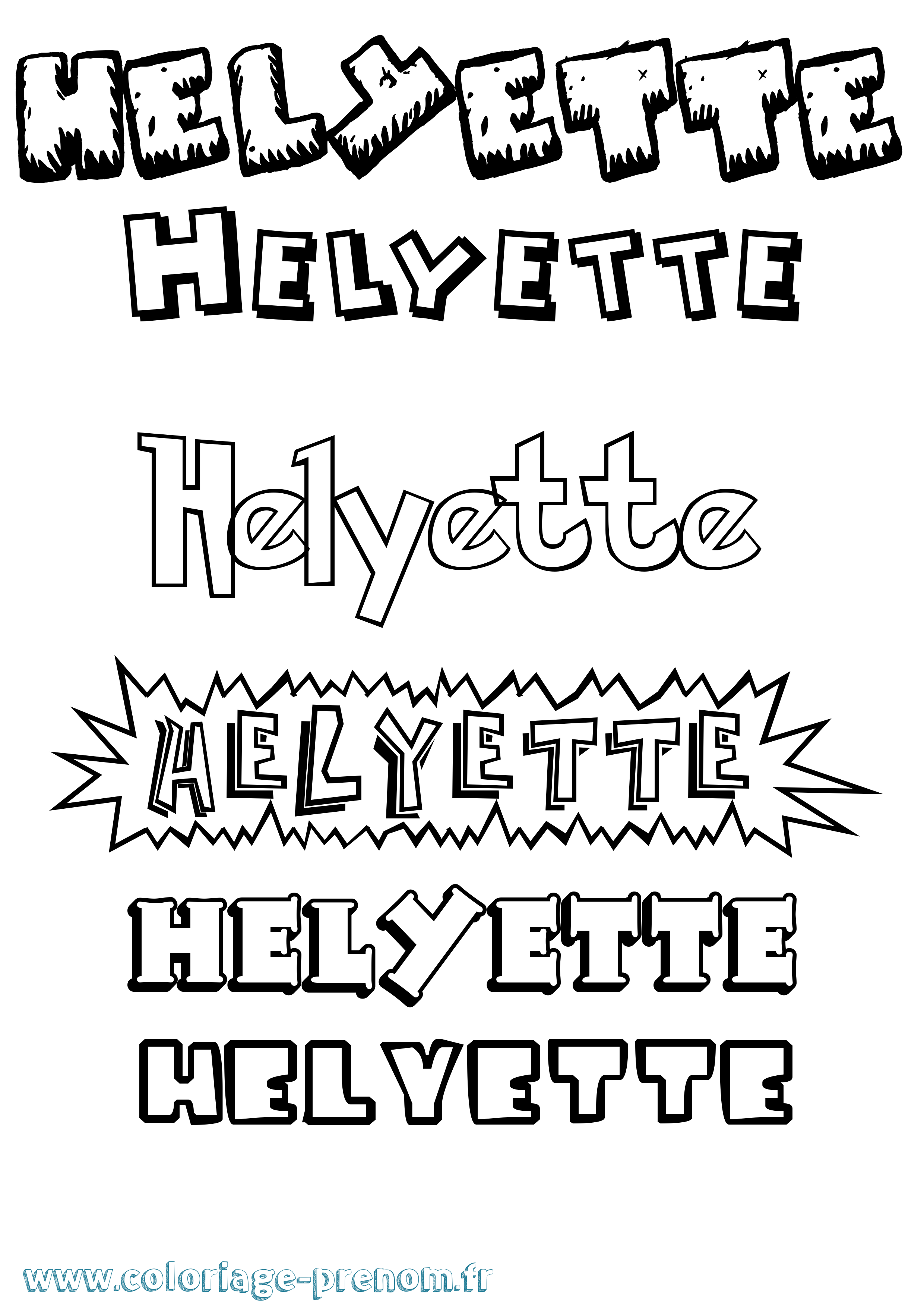 Coloriage Helyette Dessin Animé Coloriage prénom Helyette Dessin Animé