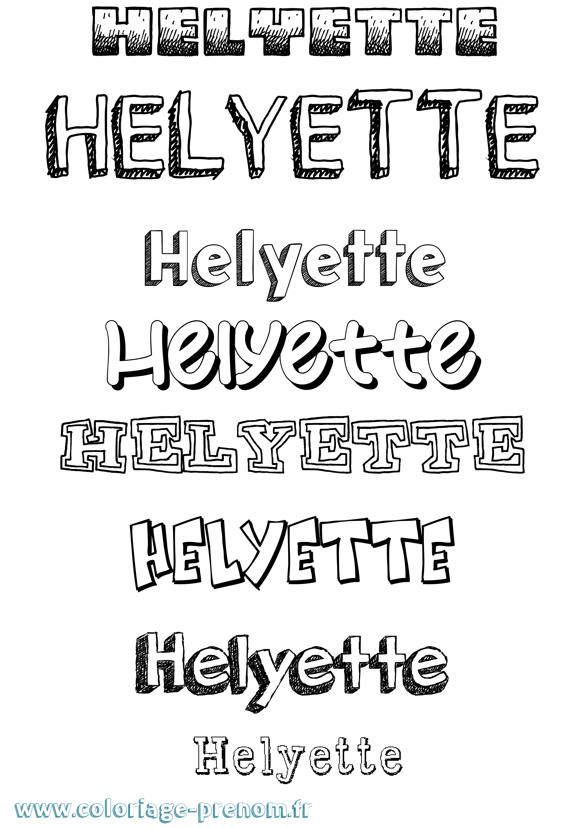 Coloriage Helyette Dessiné Coloriage prénom Helyette Dessiné