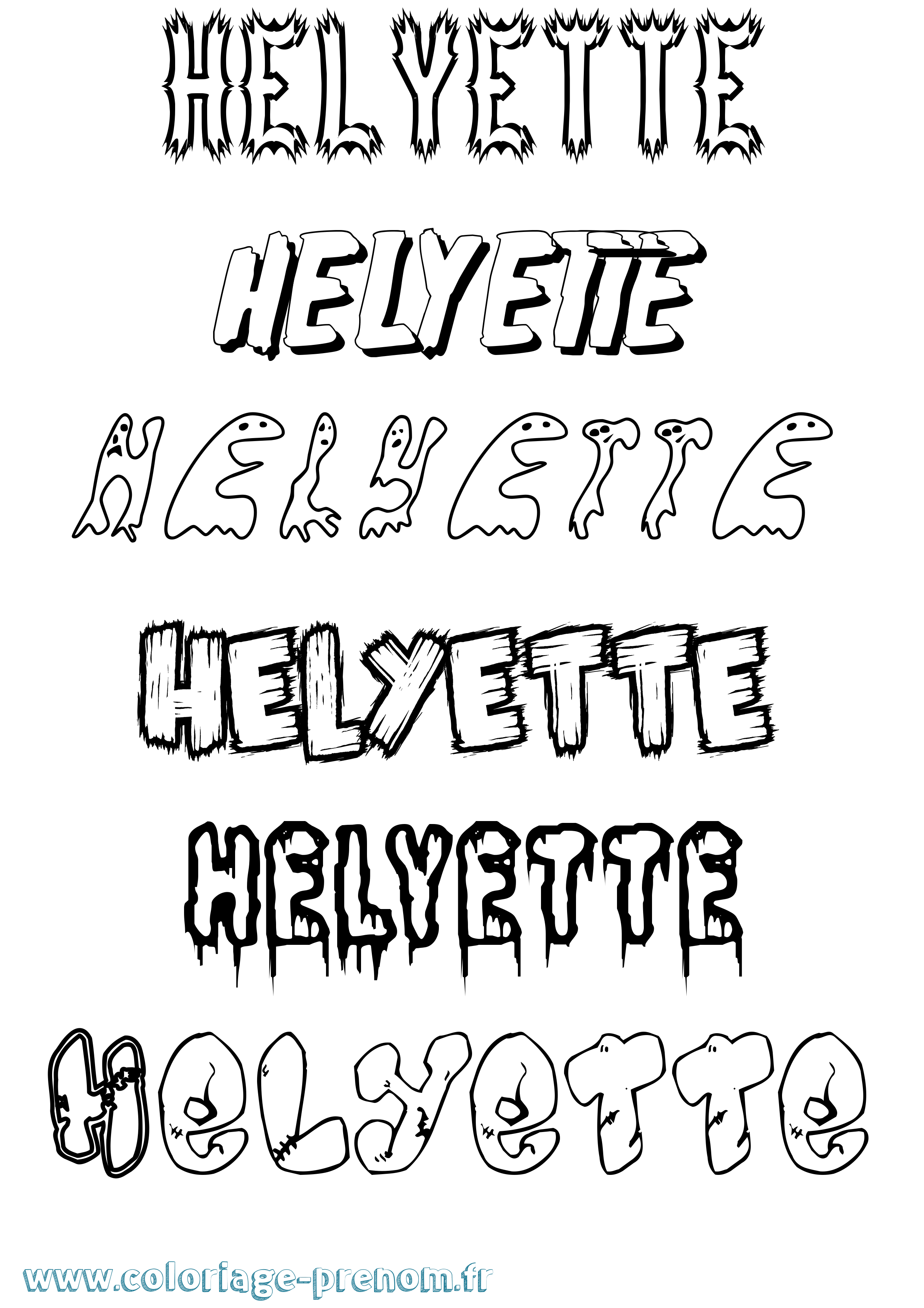 Coloriage Helyette Frisson Coloriage prénom Helyette Frisson
