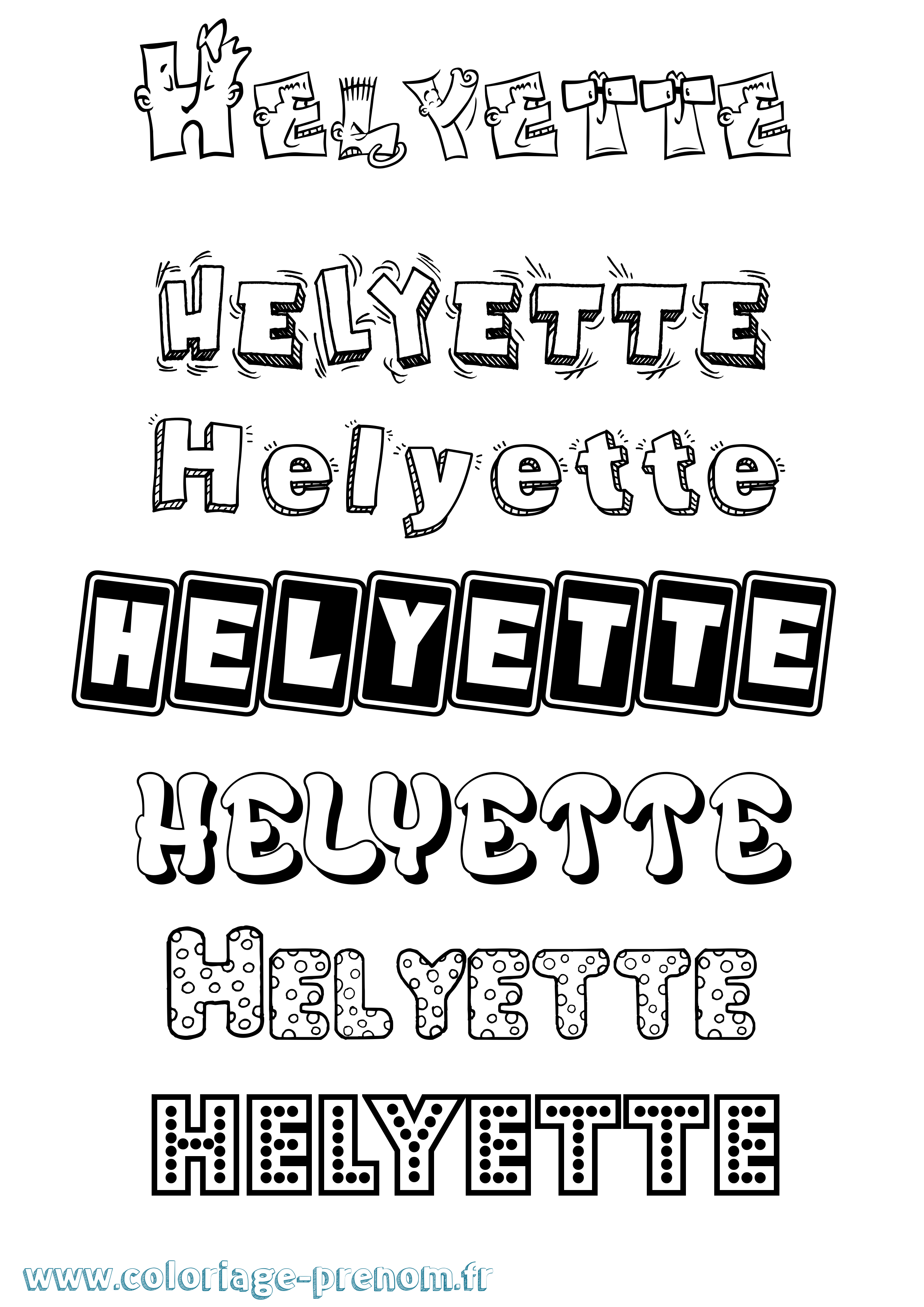 Coloriage Helyette Fun Coloriage prénom Helyette Fun