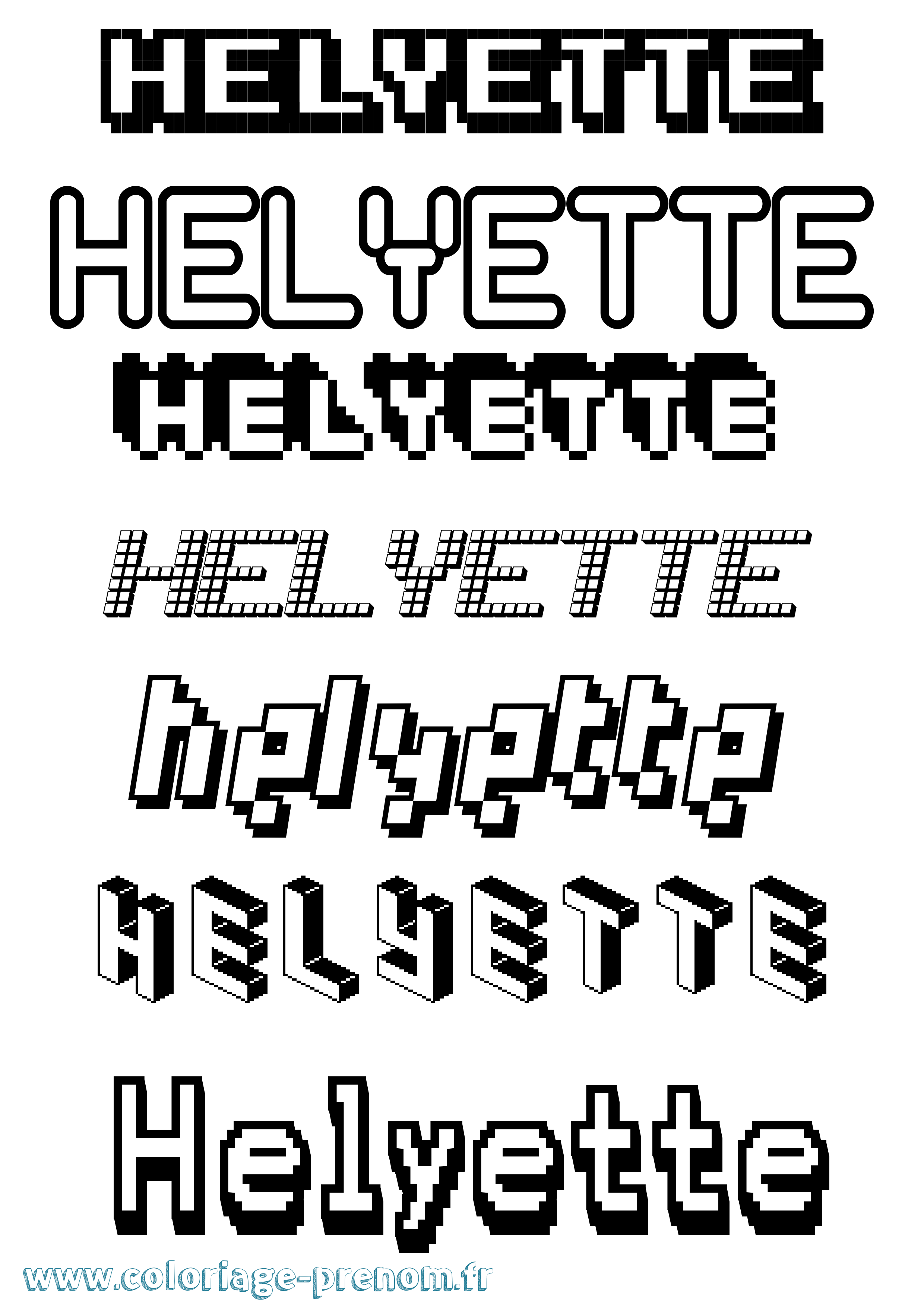 Coloriage Helyette Pixel Coloriage prénom Helyette Pixel