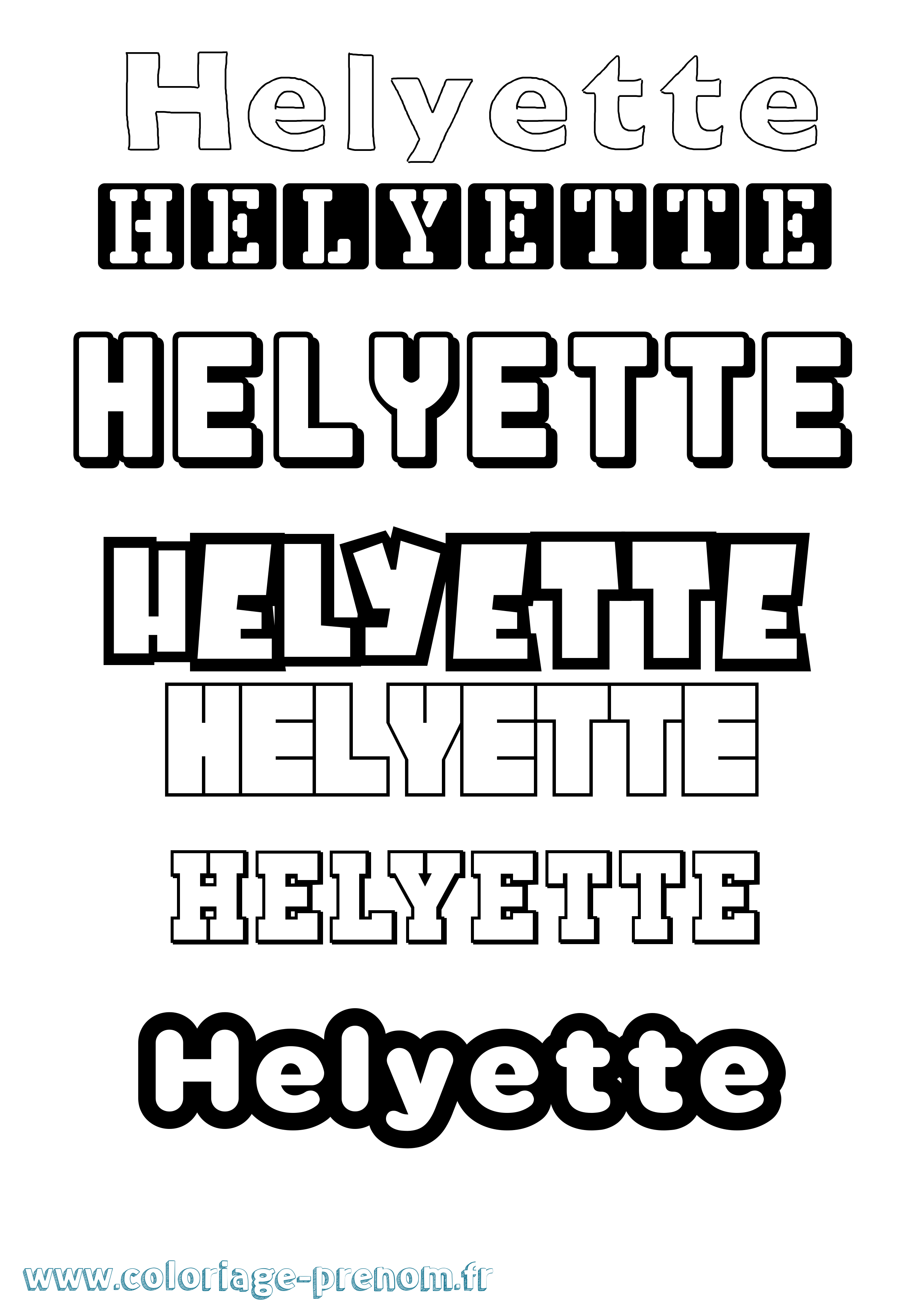 Coloriage Helyette Simple Coloriage prénom Helyette Simple