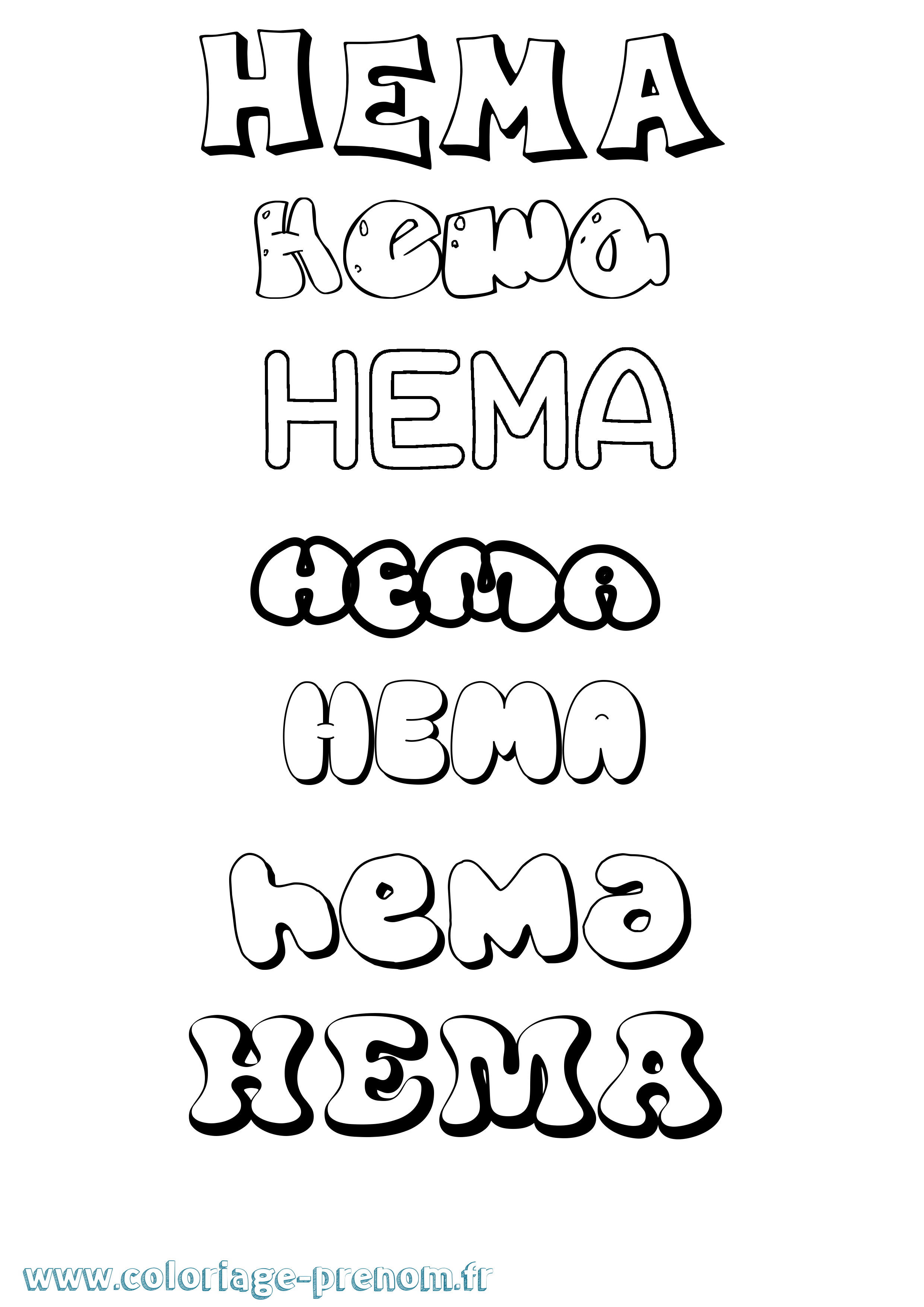 Coloriage Hema Bubble Coloriage prénom Hema Bubble