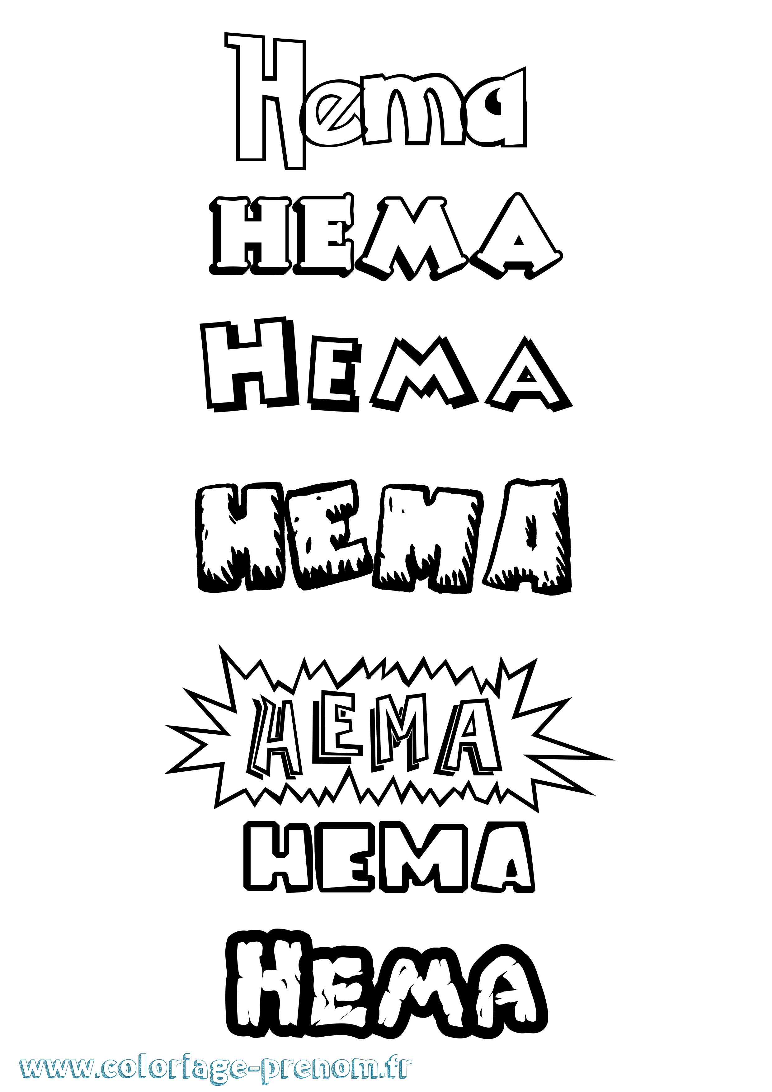 Coloriage Hema Dessin Animé Coloriage prénom Hema Dessin Animé