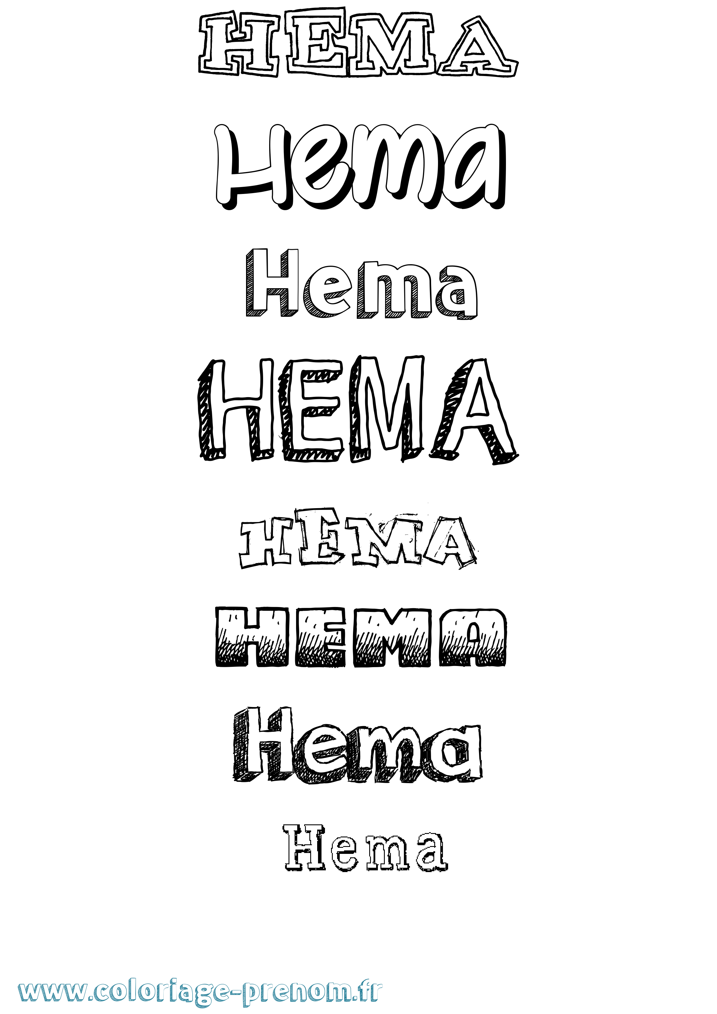 Coloriage Hema Dessiné Coloriage prénom Hema Dessiné
