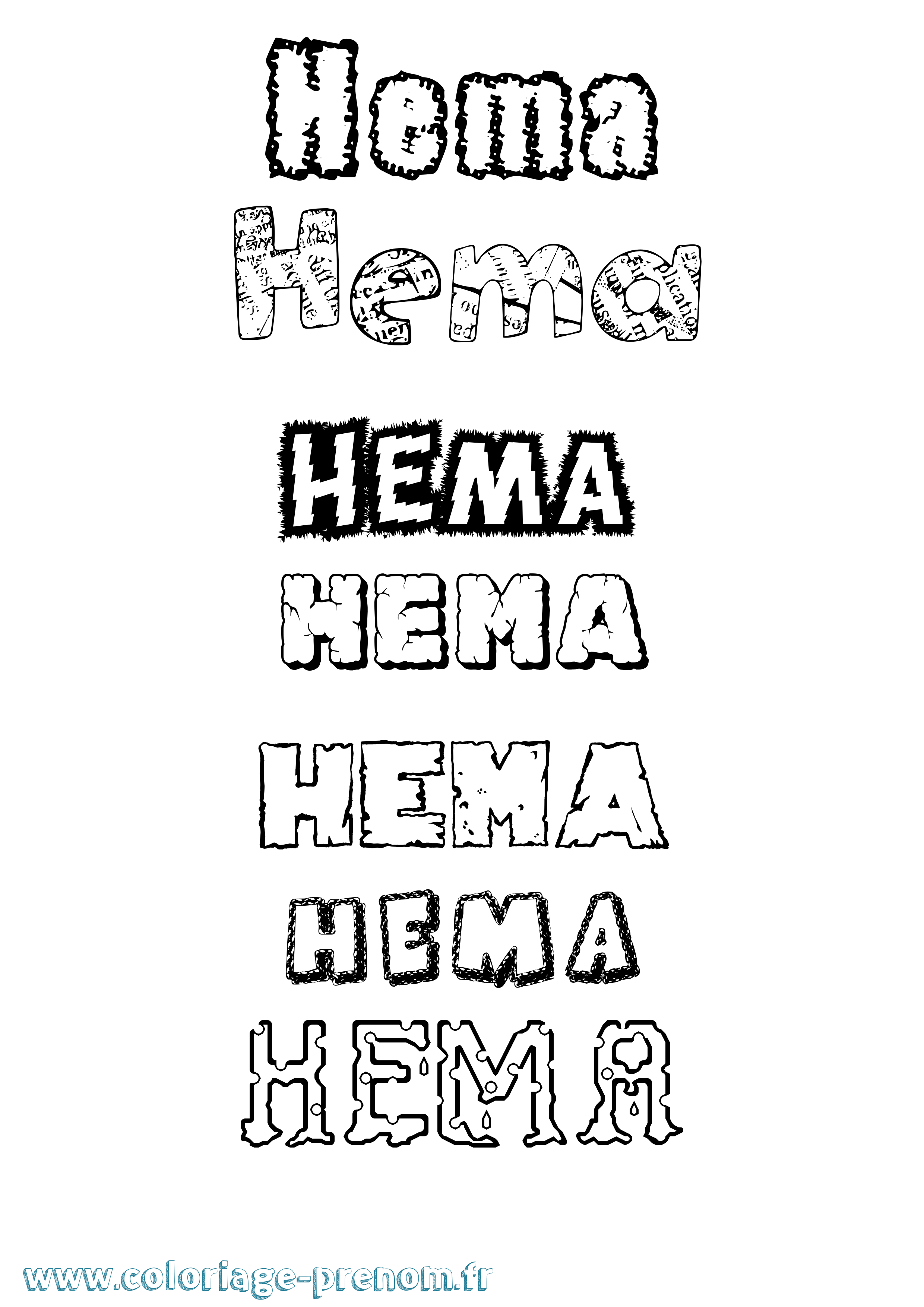 Coloriage Hema Destructuré Coloriage prénom Hema Destructuré