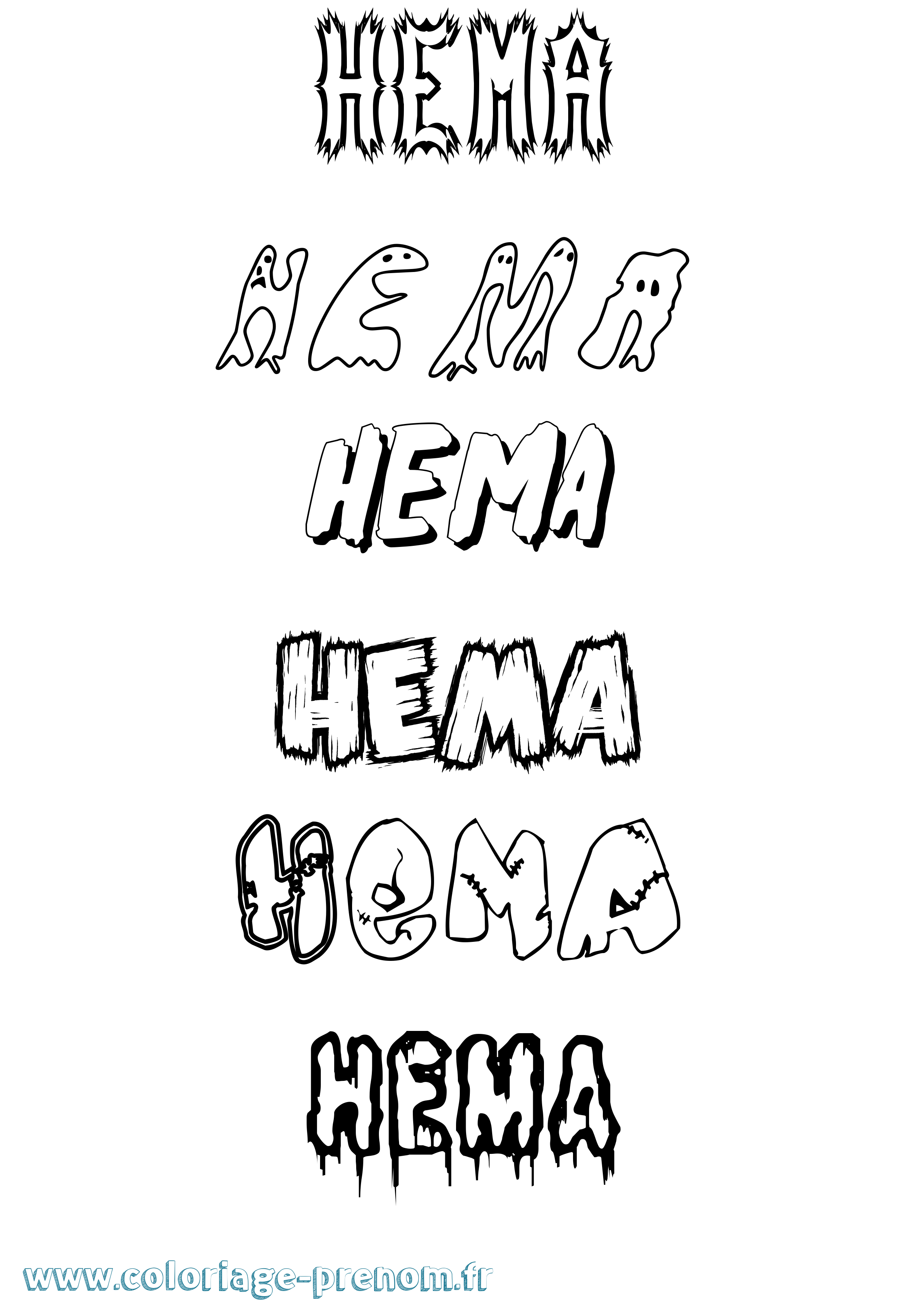 Coloriage Hema Frisson Coloriage prénom Hema Frisson