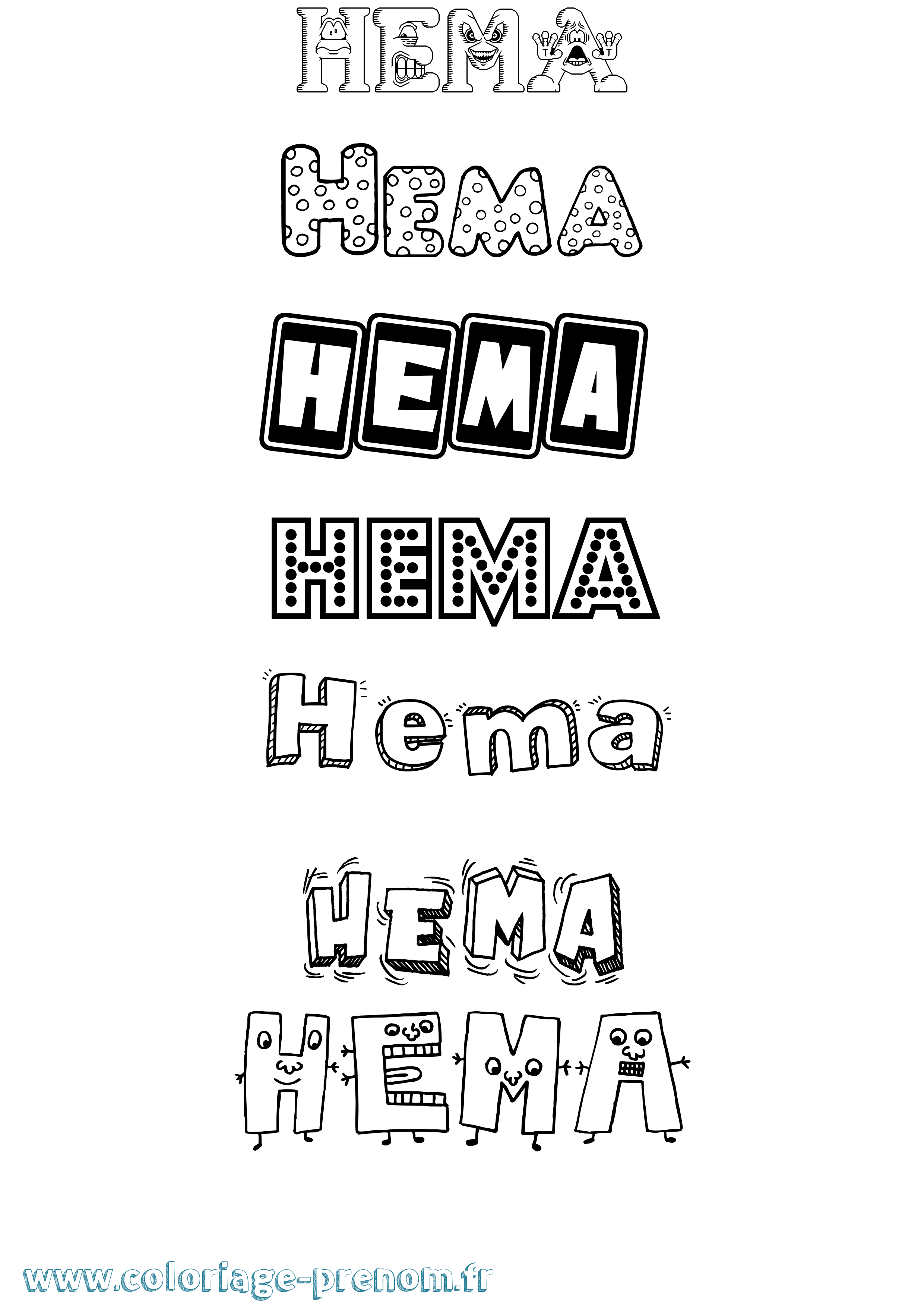 Coloriage Hema Fun Coloriage prénom Hema Fun