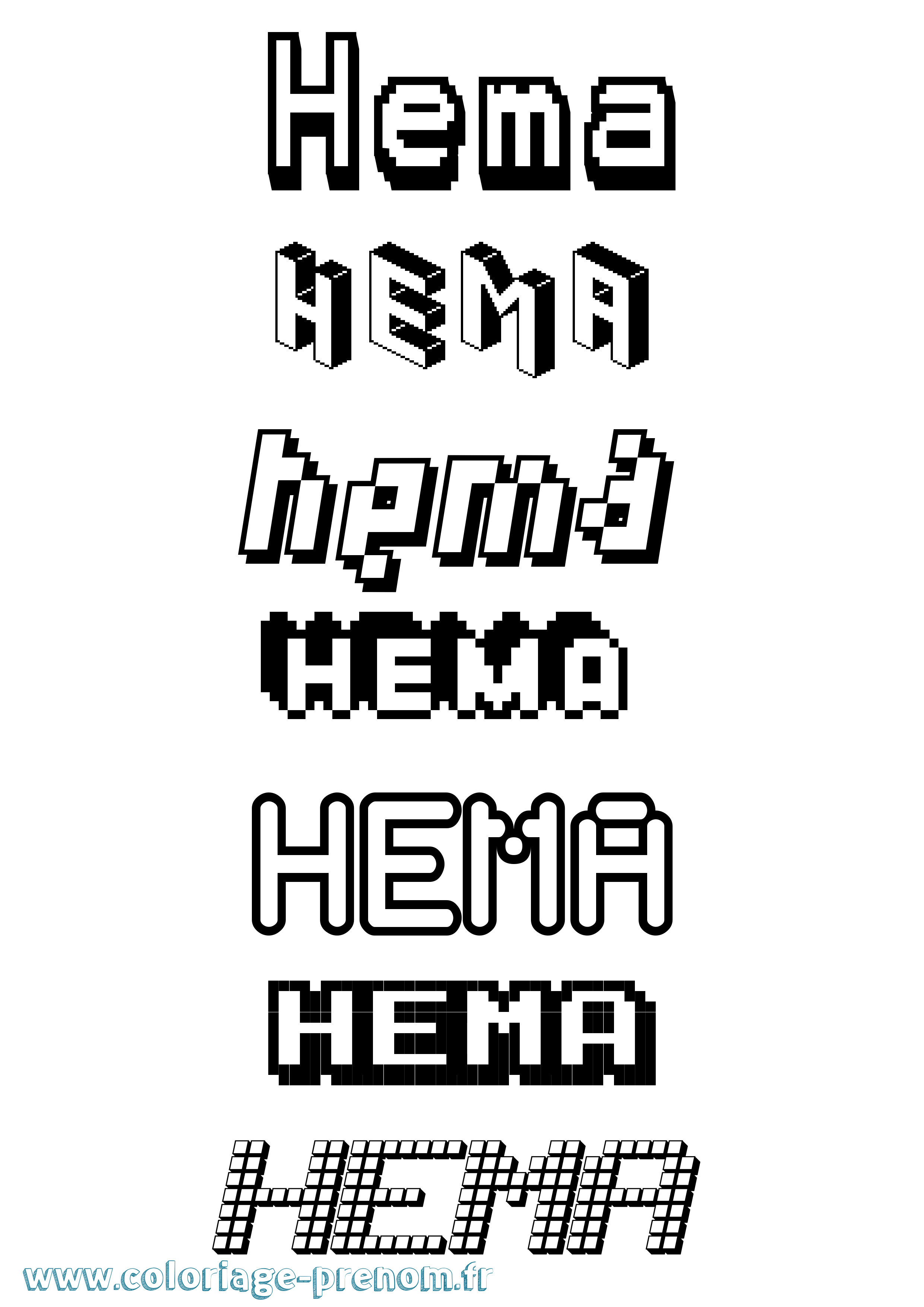 Coloriage Hema Pixel Coloriage prénom Hema Pixel