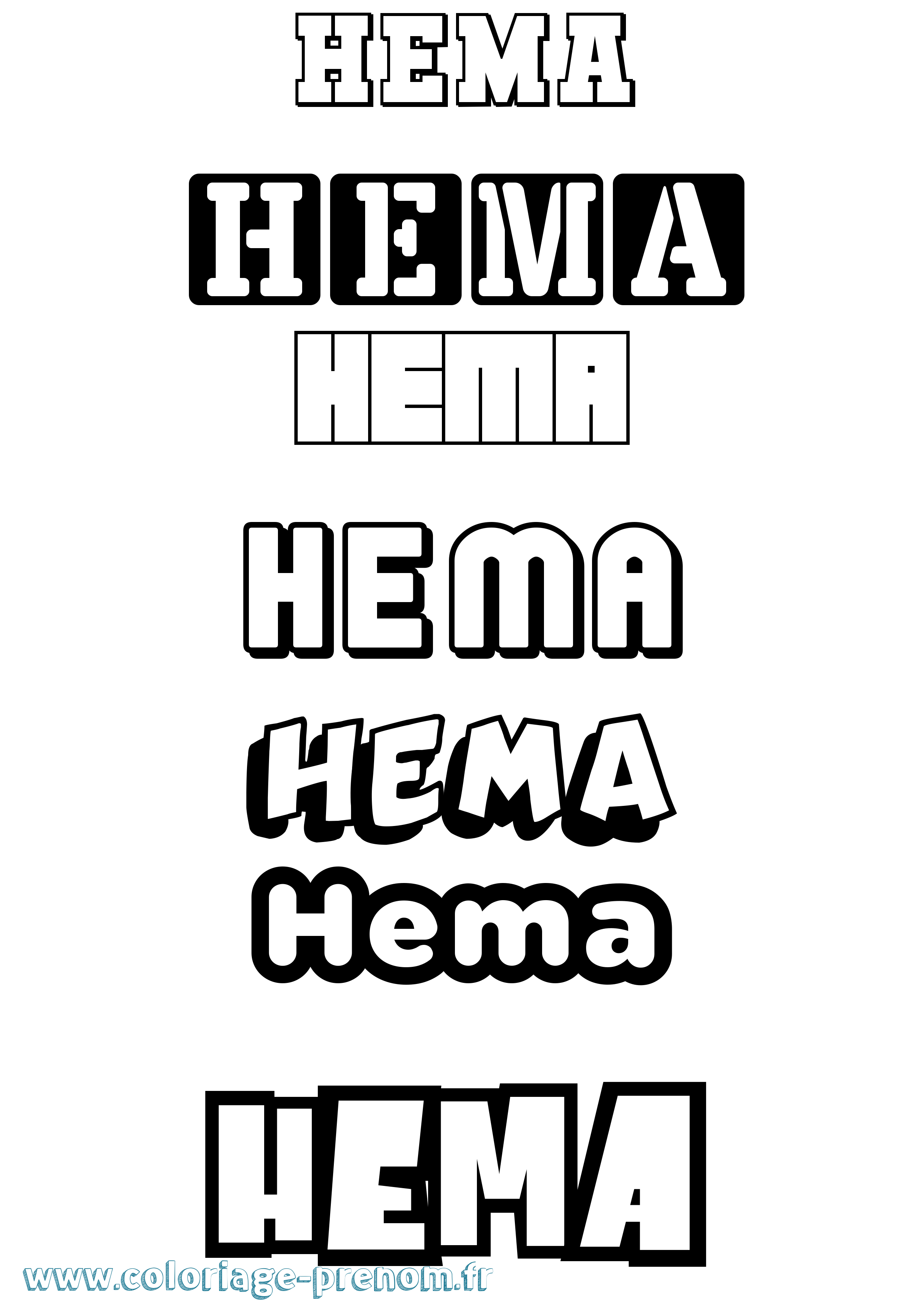 Coloriage Hema Simple Coloriage prénom Hema Simple