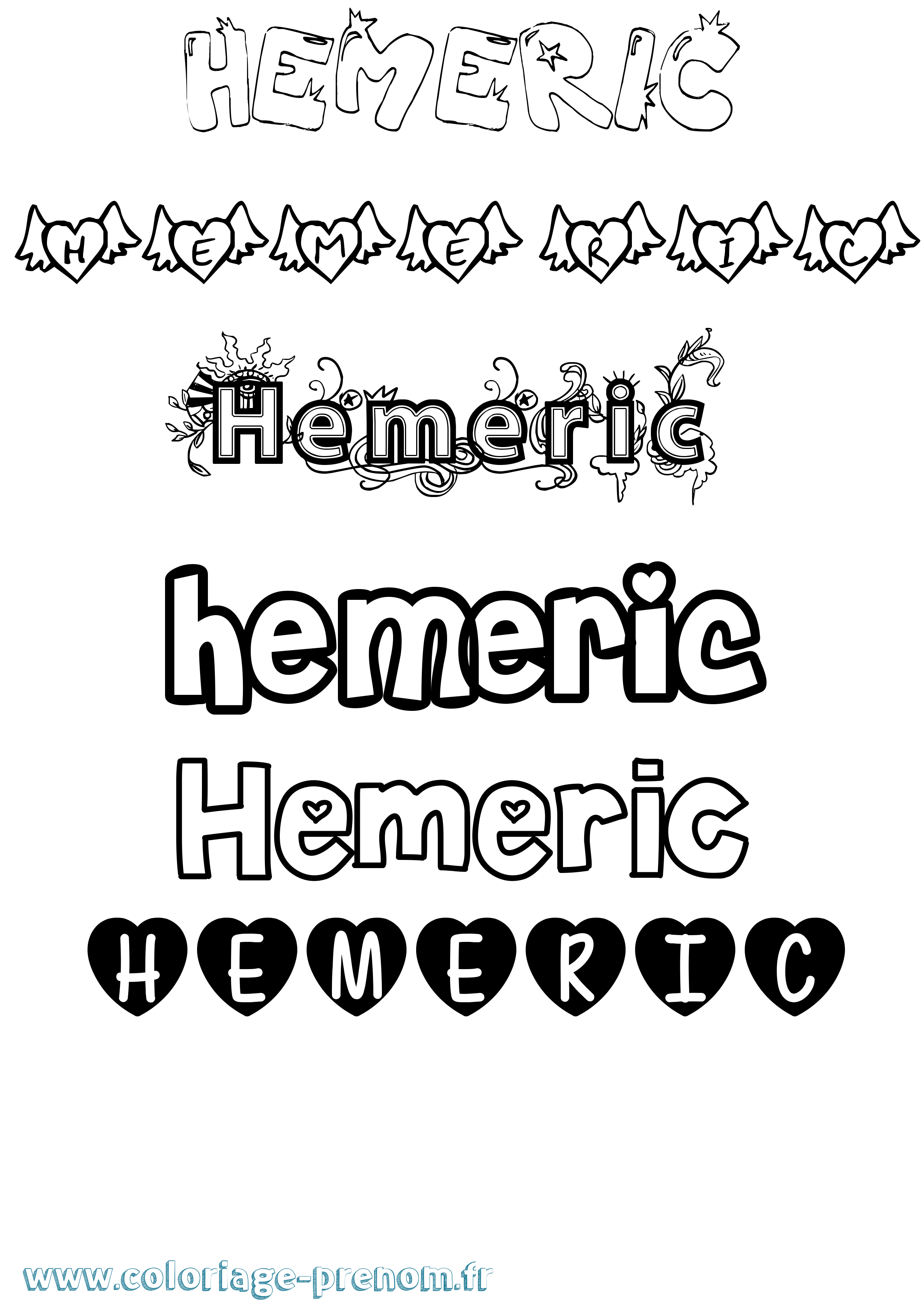 Coloriage Hemeric Girly Coloriage prénom Hemeric Girly