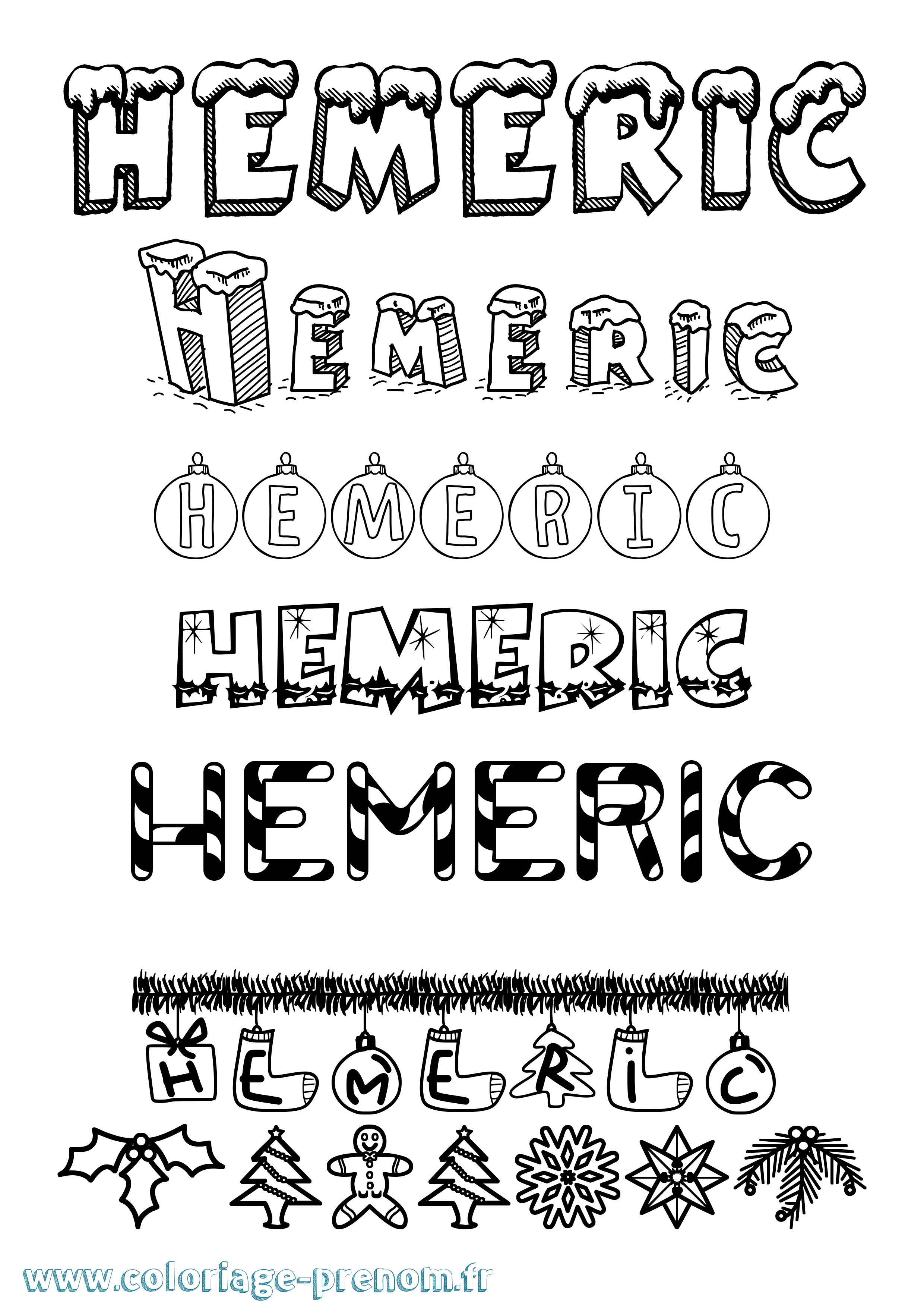 Coloriage Hemeric Noël Coloriage prénom Hemeric Noël