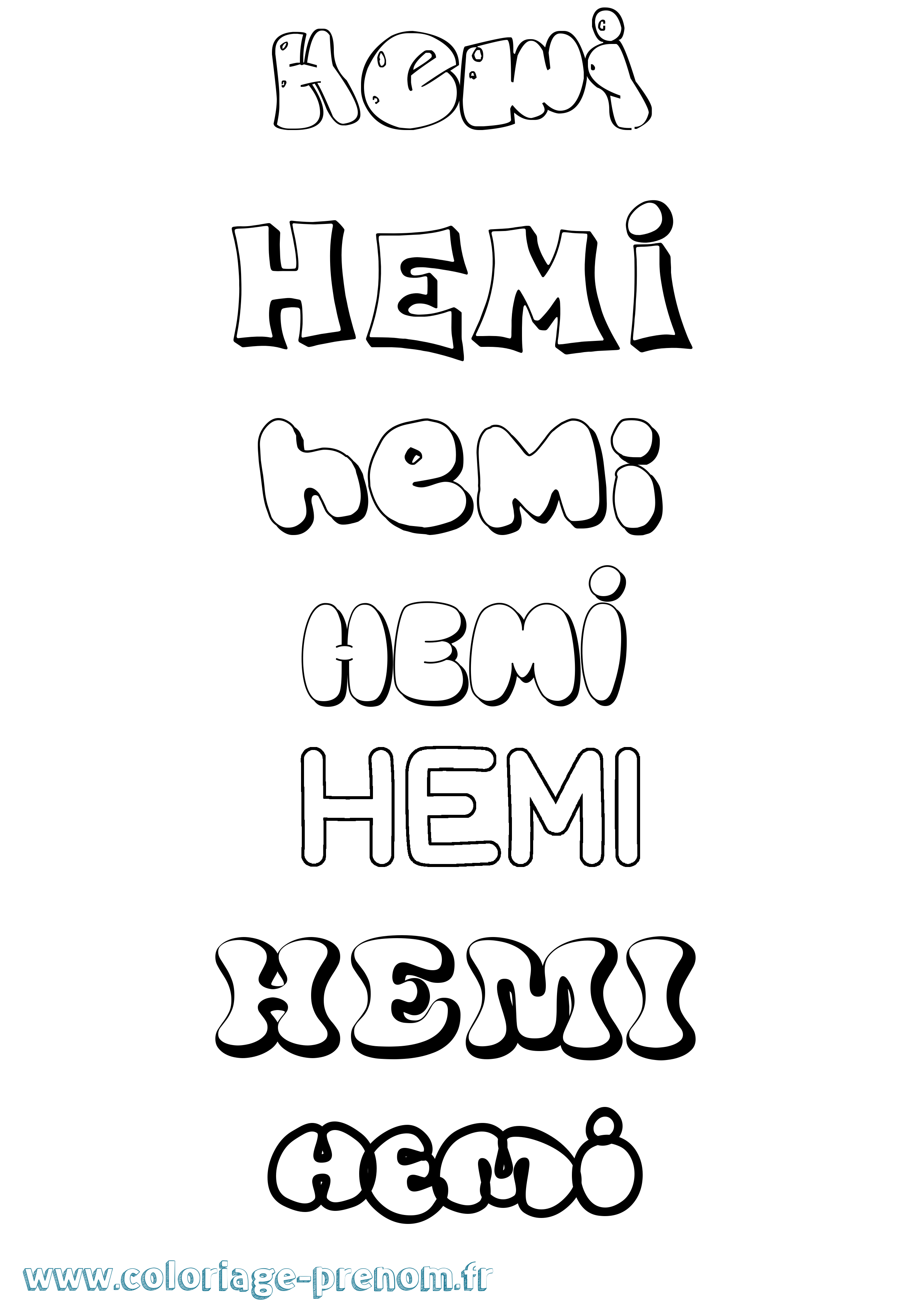 Coloriage Hemi Bubble Coloriage prénom Hemi Bubble
