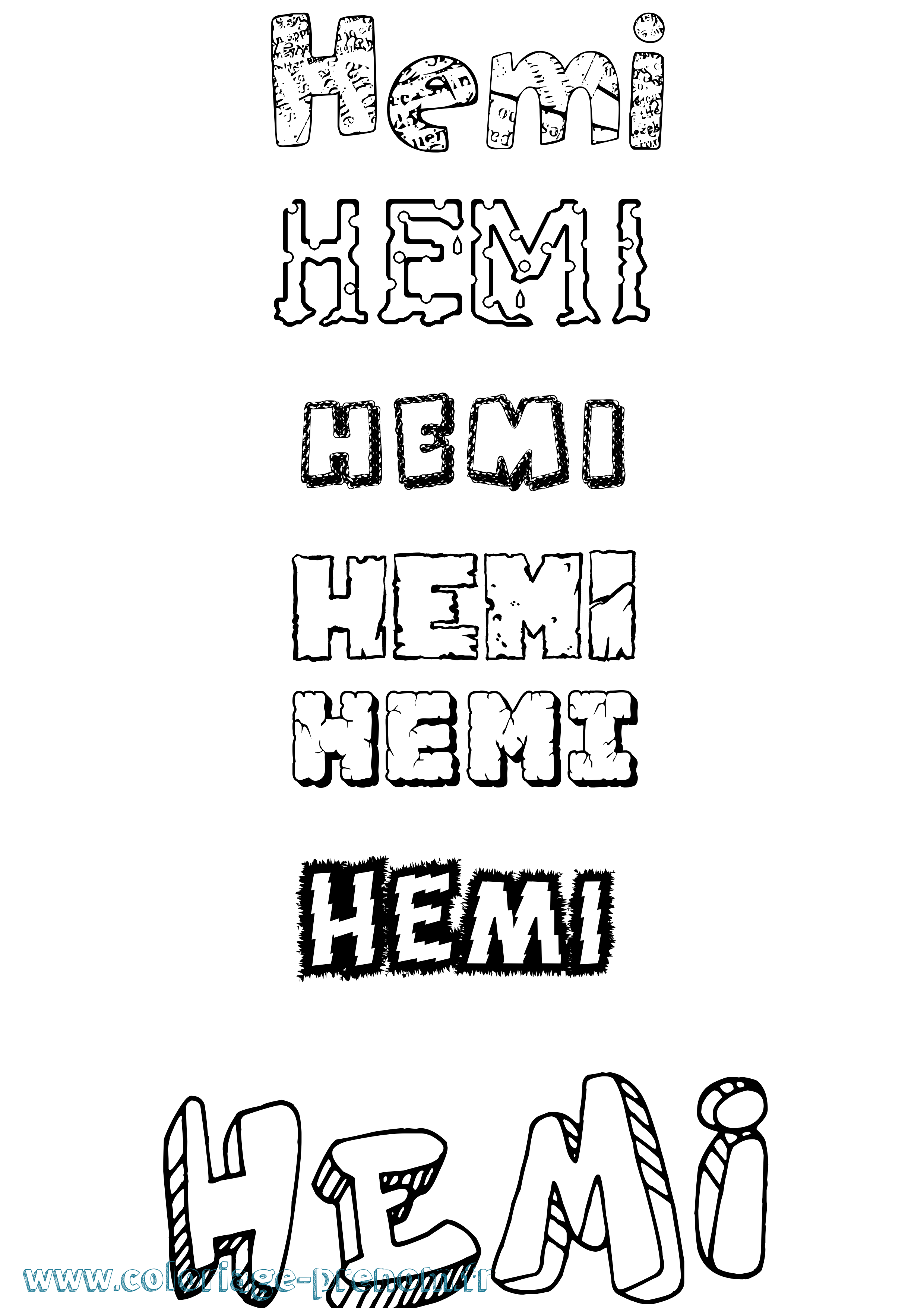 Coloriage Hemi Destructuré Coloriage prénom Hemi Destructuré